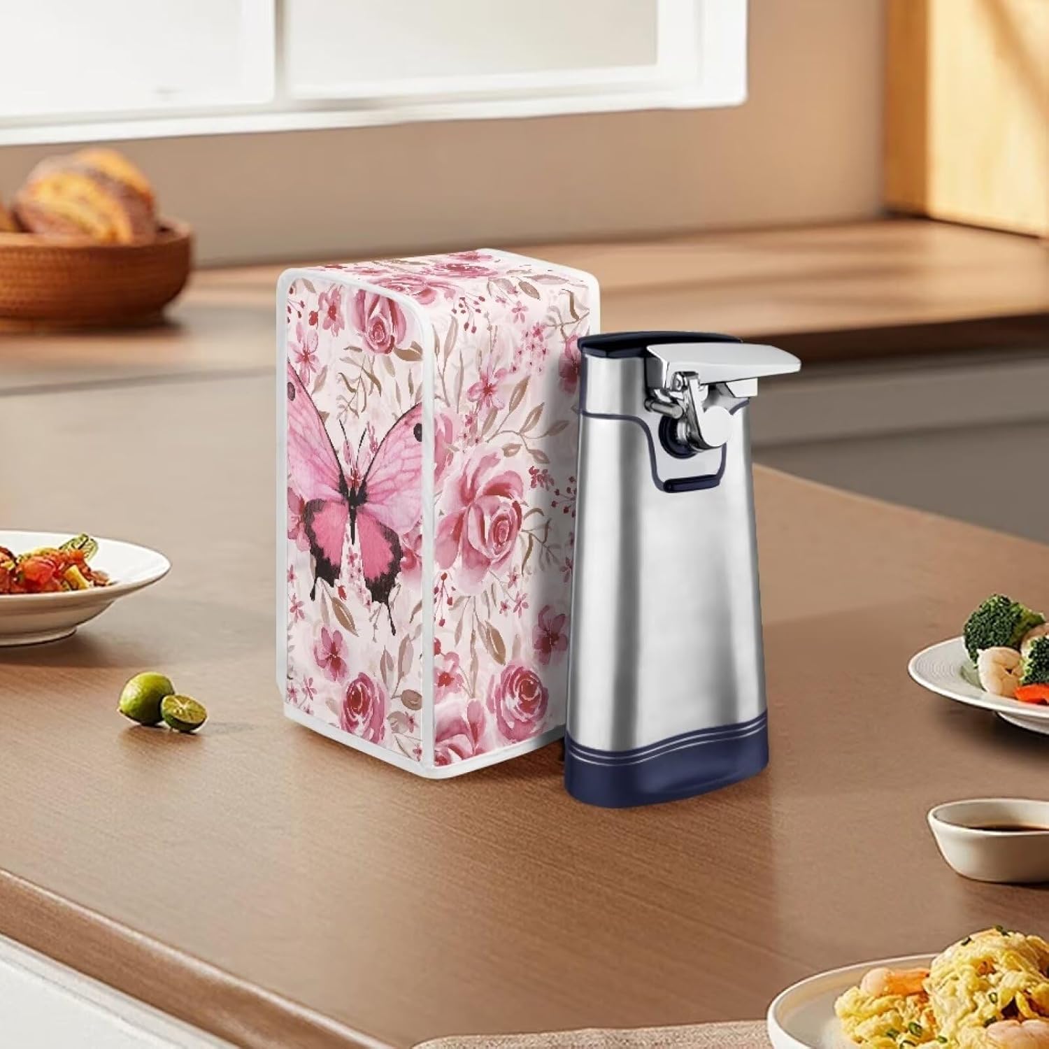 Pink Rose Butterfly Can Opener Dust Cover Durable Smallsize 2