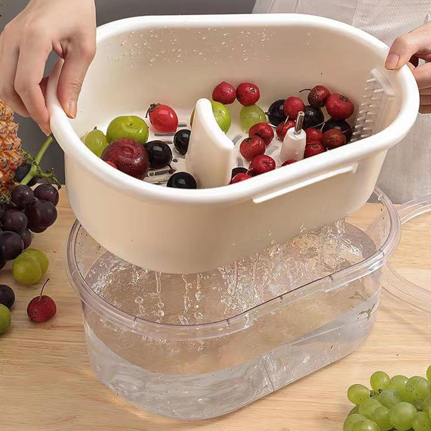 Nnowpl Fruit Cleaner Spinner - Portable Compact Kitchen Tool