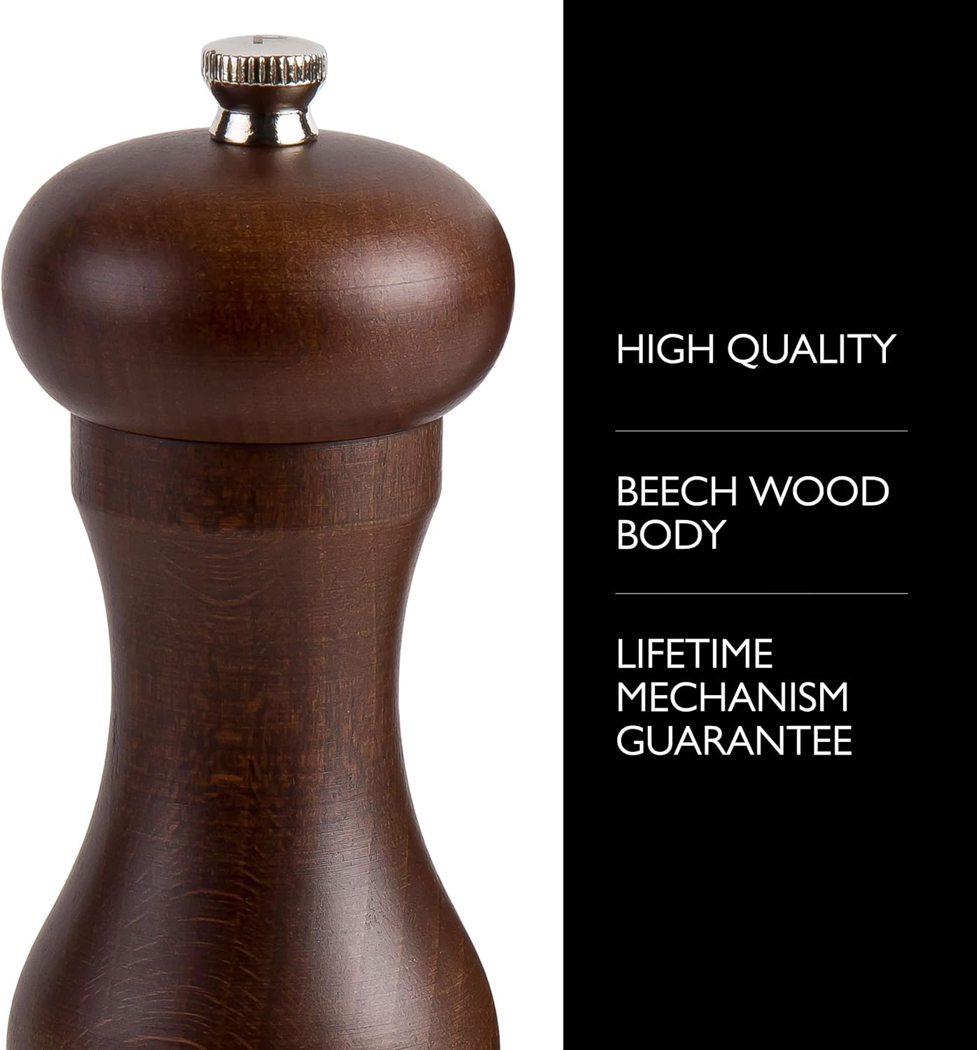 Cole Mason Capstan wood Pepper Grinder - Black 65 inch Precision Mechanism