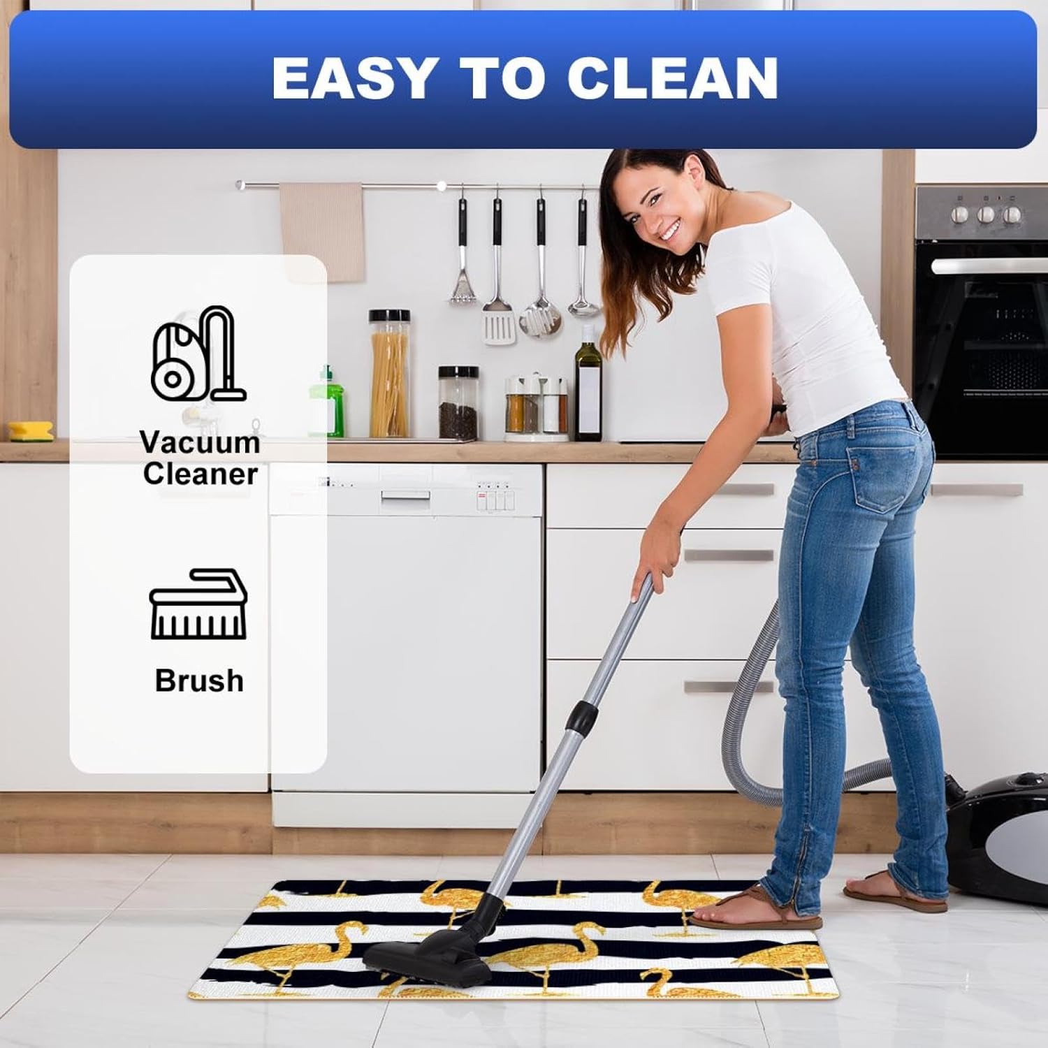 Golden Flamingo Kitchen Mat