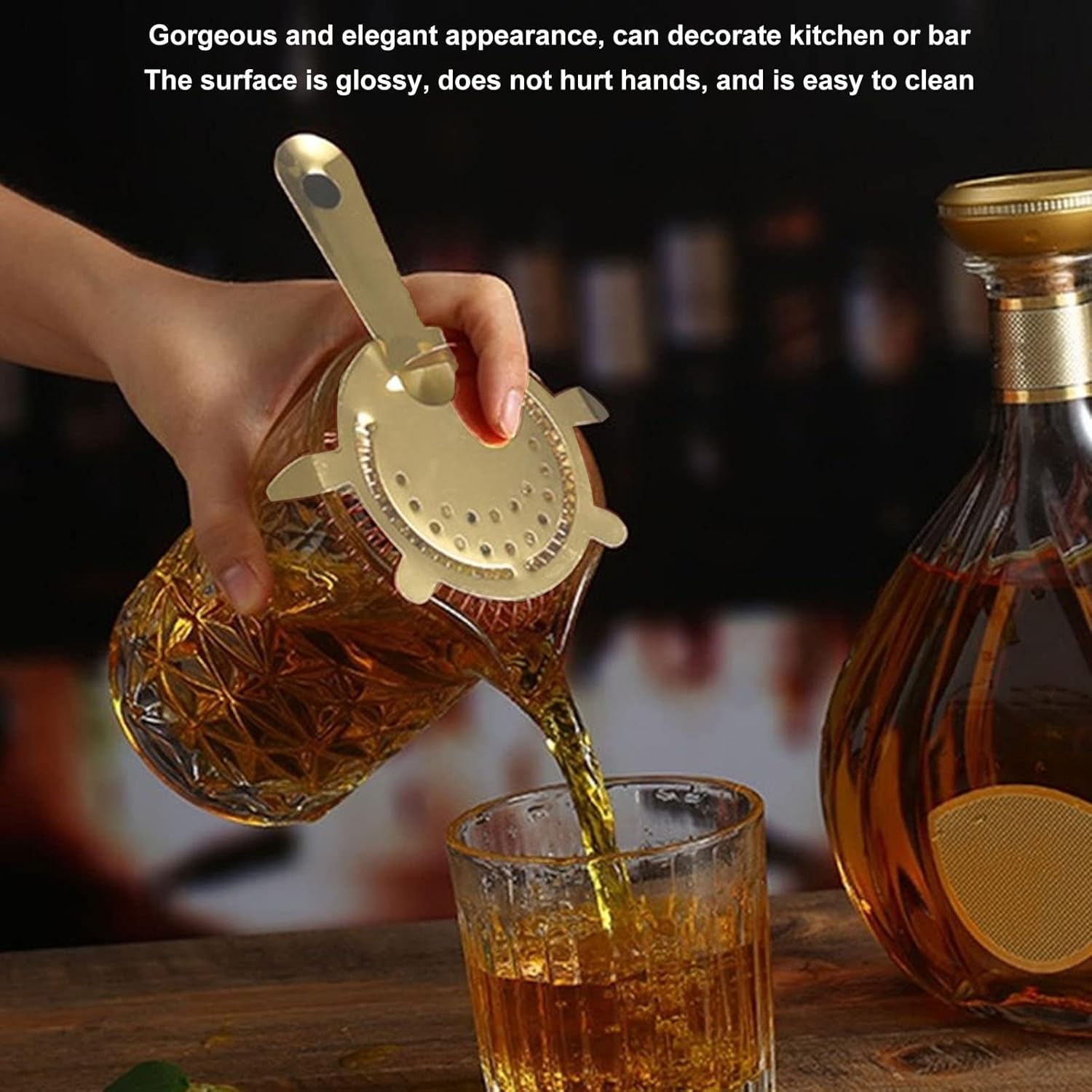 CDQL Stainless Steel Cocktail Strainer - Professional Bartending Tool for Home Kitchen