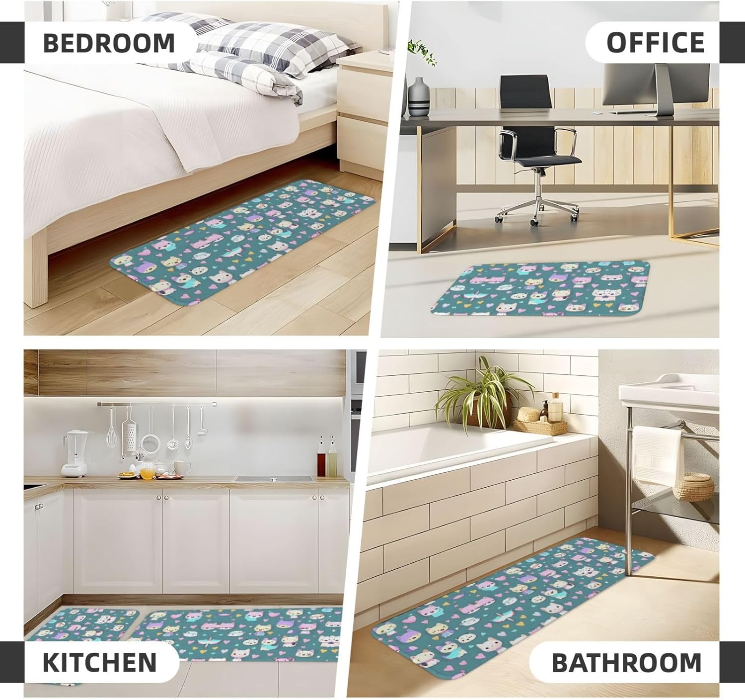 Cute Comfy Fox Kitchen Mat 2-Pack