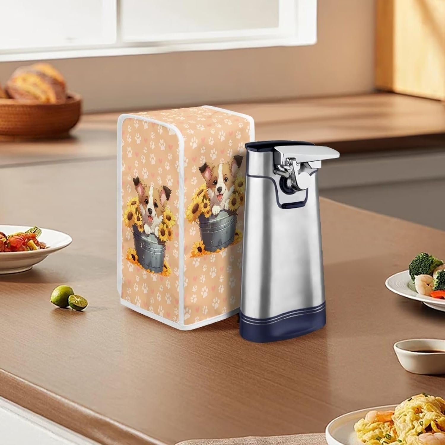 ZUXONGSY Electric Can Opener Dust Cover Sunflower Kitchen Decor