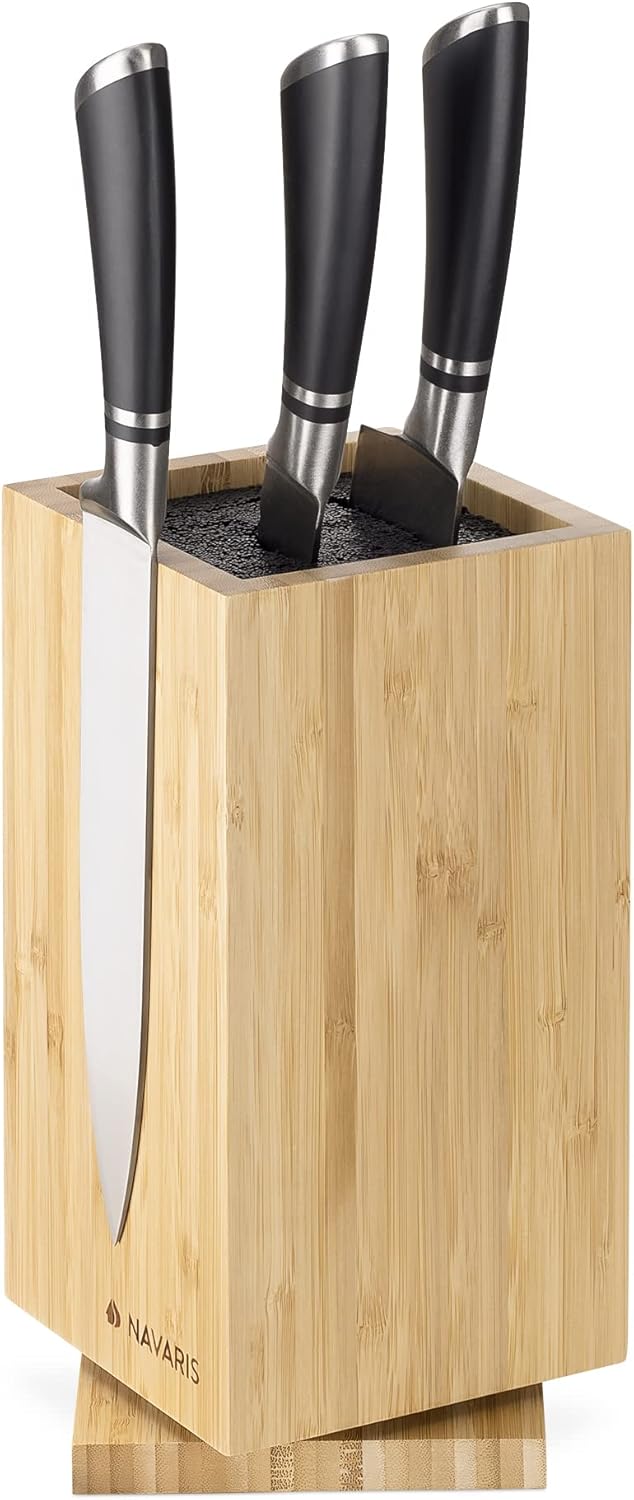 Navaris Bamboo Kitchen Knife Block