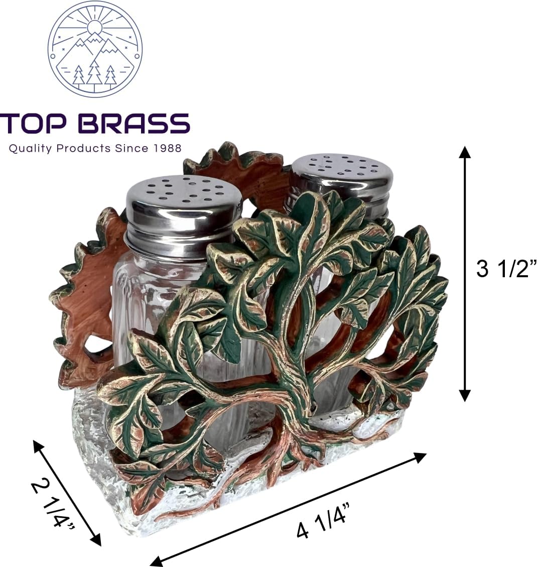Top BrassTree of Life Salt and Pepper Shaker Set