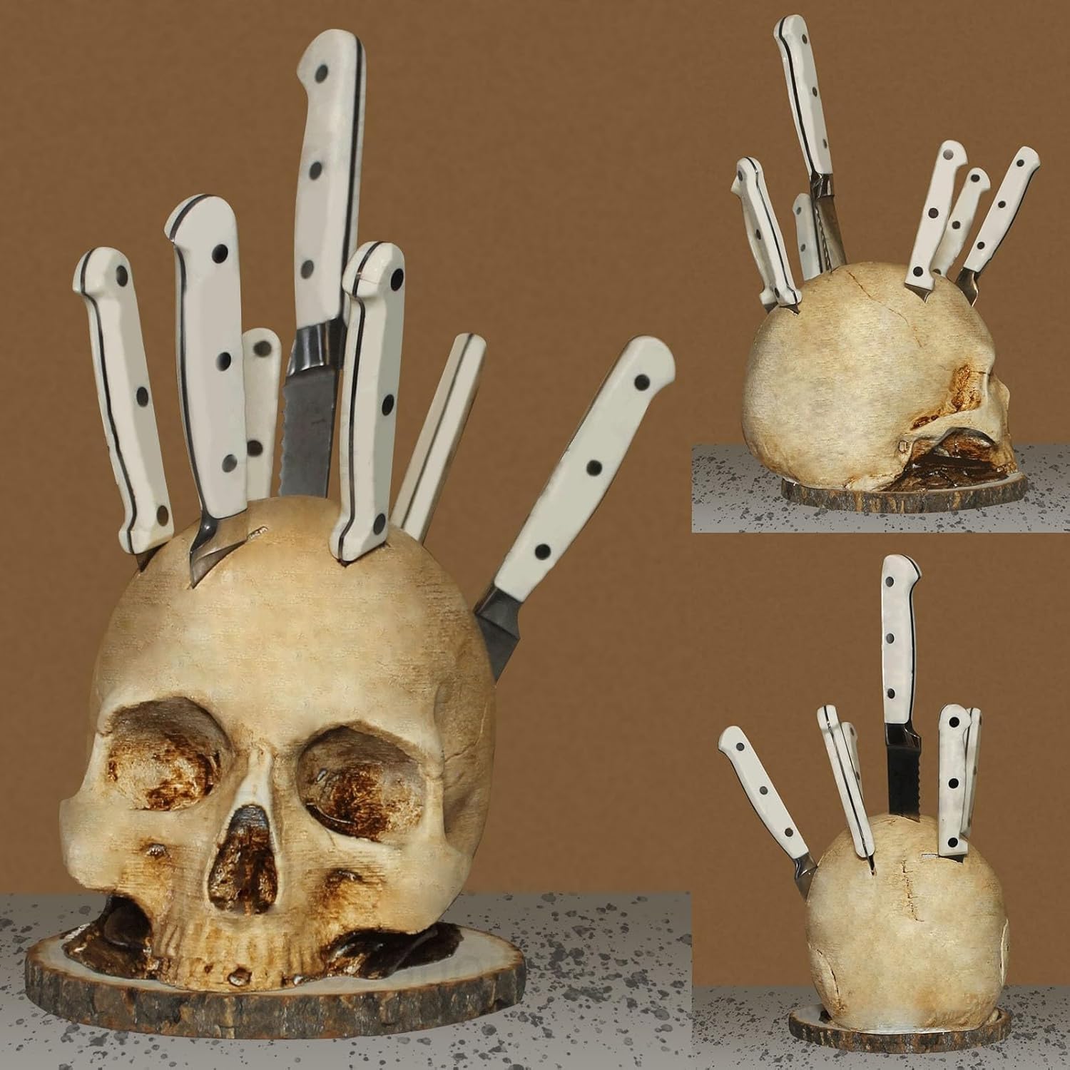 Skull Knife Holder Halloween Decor Storage