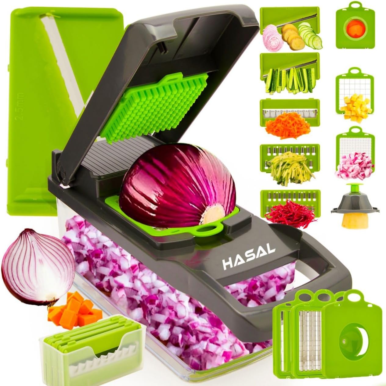 hasal vegetable chopper 16 in 1 kit 8 blades