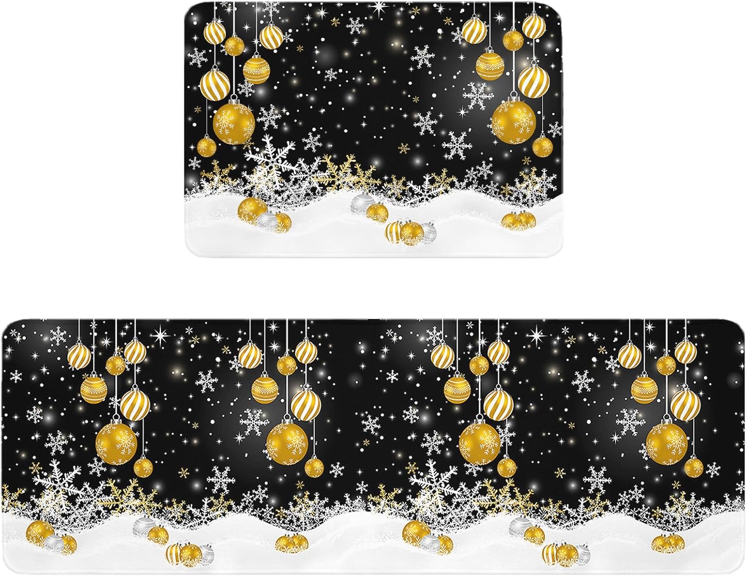 Christmas Kitchen Snowflake Mat Anti-Fatigue Kitchen Mat Set