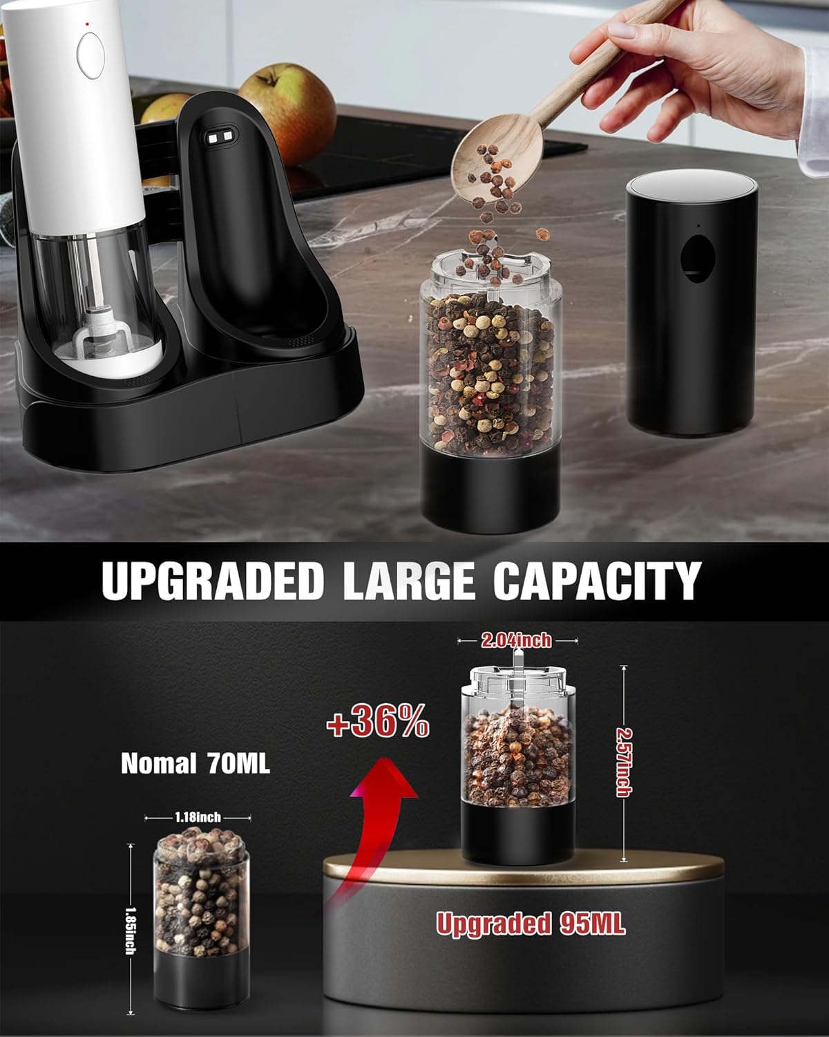 Rechargeable Salt Pepper Mill Set