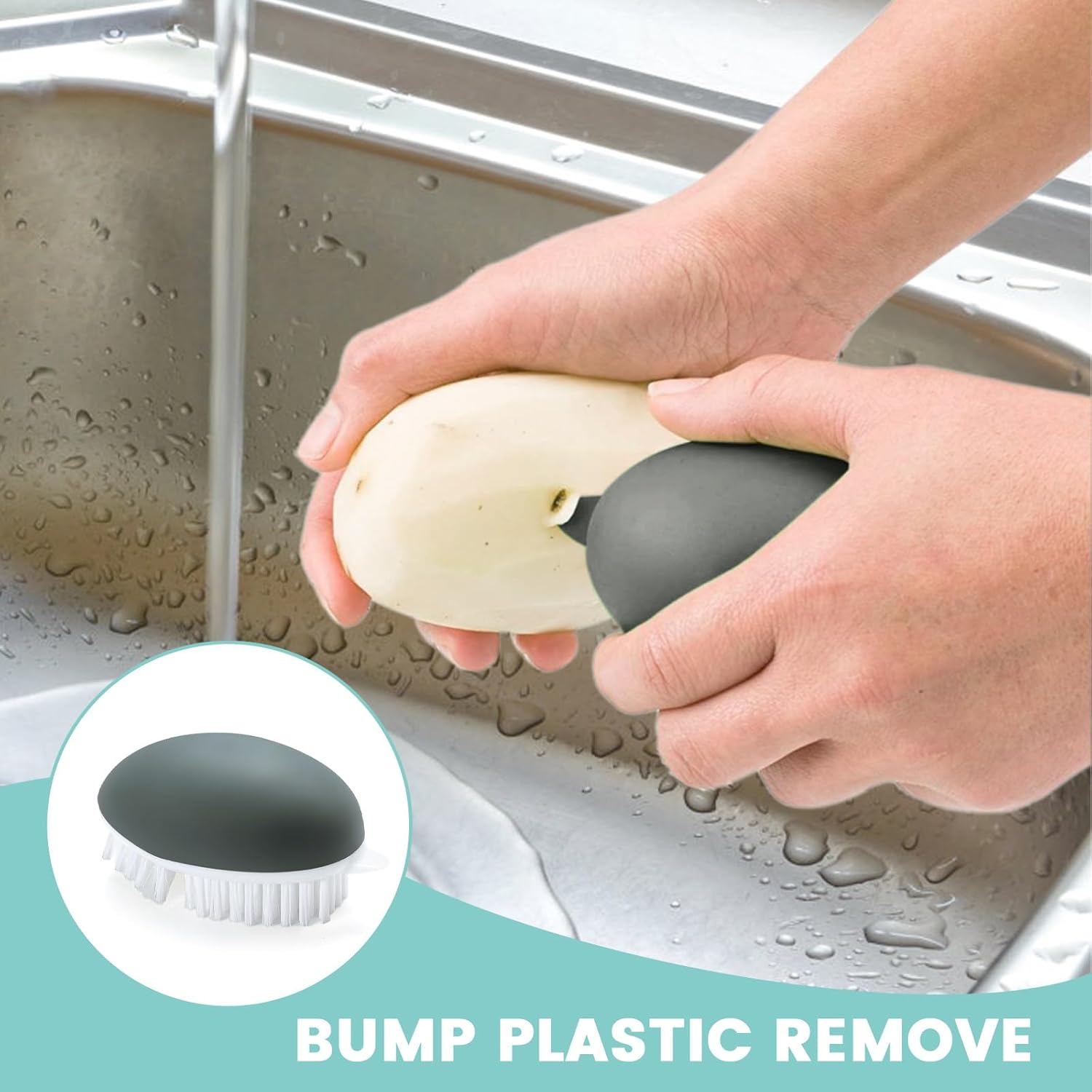 3 Pack Vegetable Scrubbers with Dots Remover for Kitchen Use