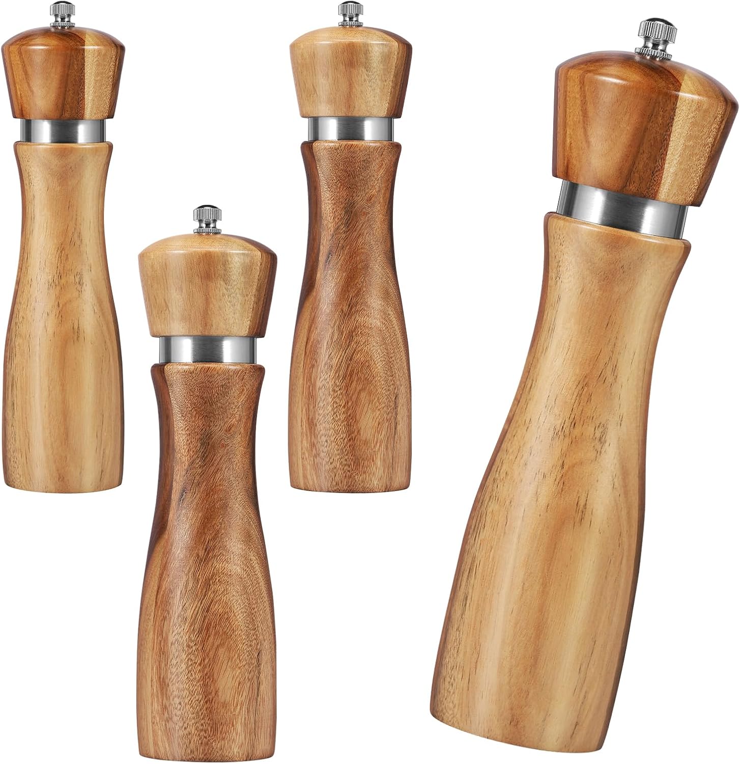 RVEFOT 4-Piece Acacia Wood Salt Pepper Grinders