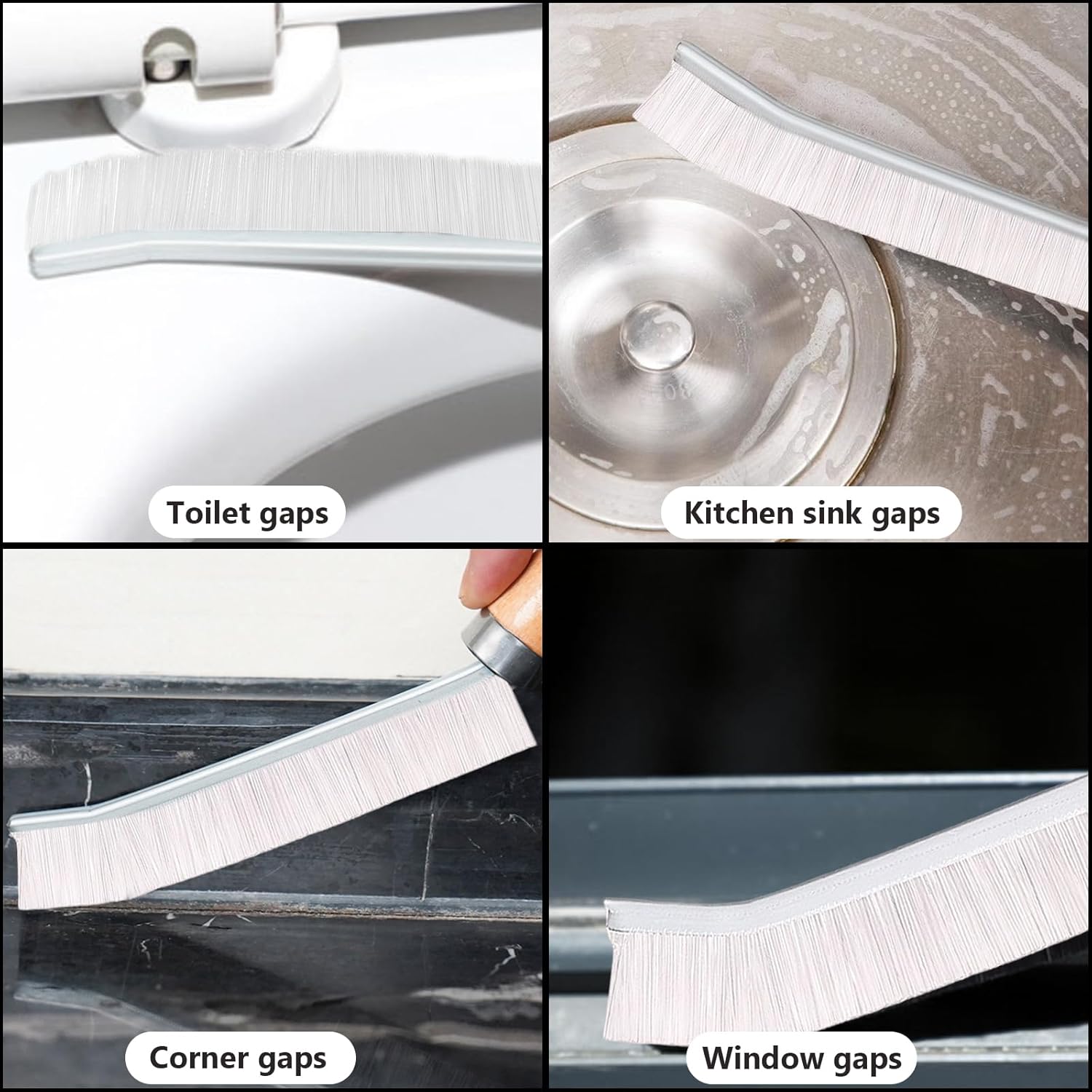 4-Piece Comfort Grip Crevice Brush for Tight Spaces