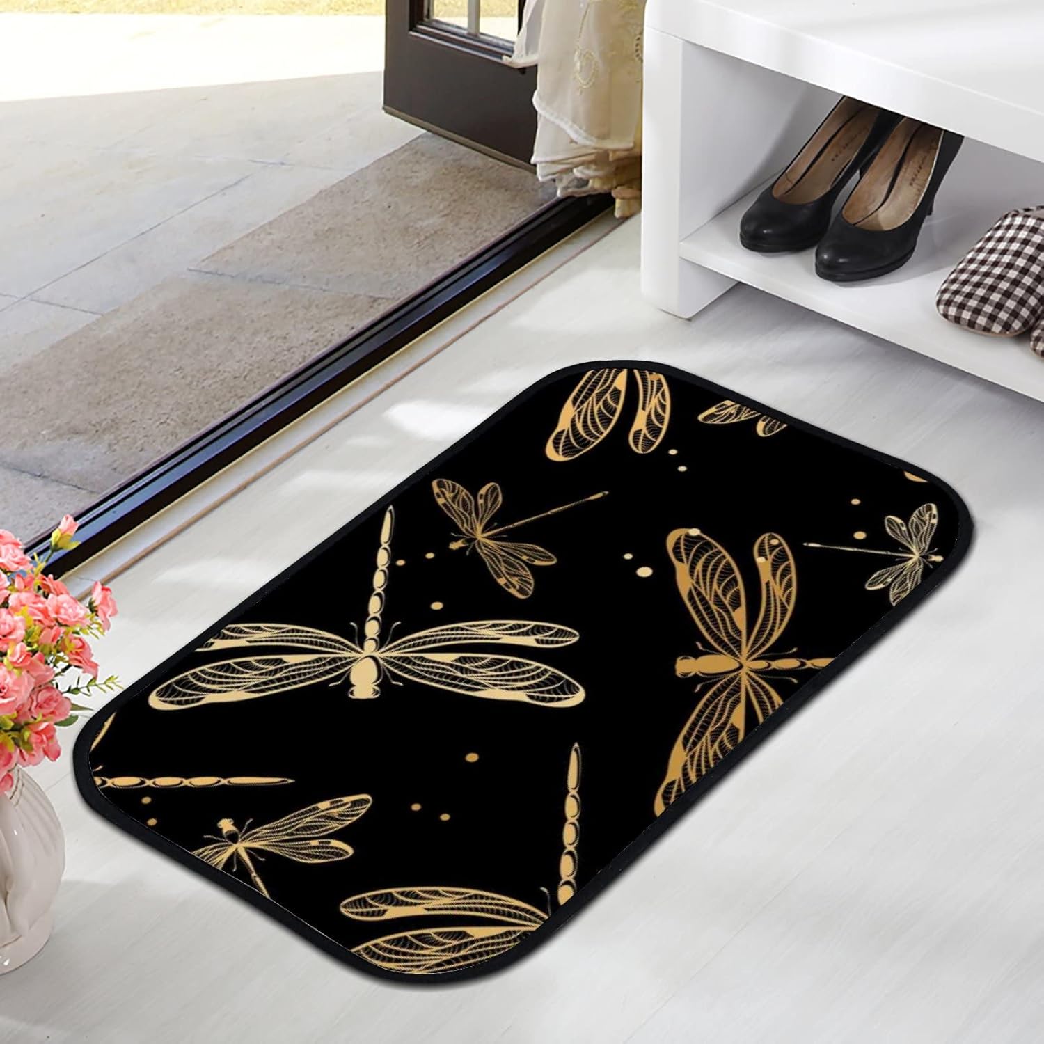Gold Dragonflies Soft Non-Slip Bath Mat