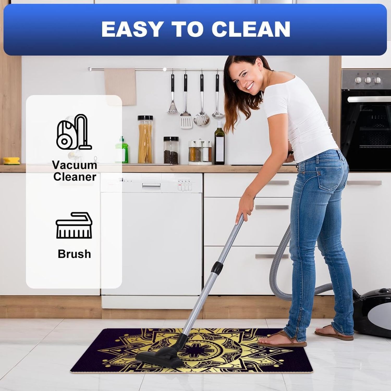 Golden Mandala Non-Slip Kitchen Mat