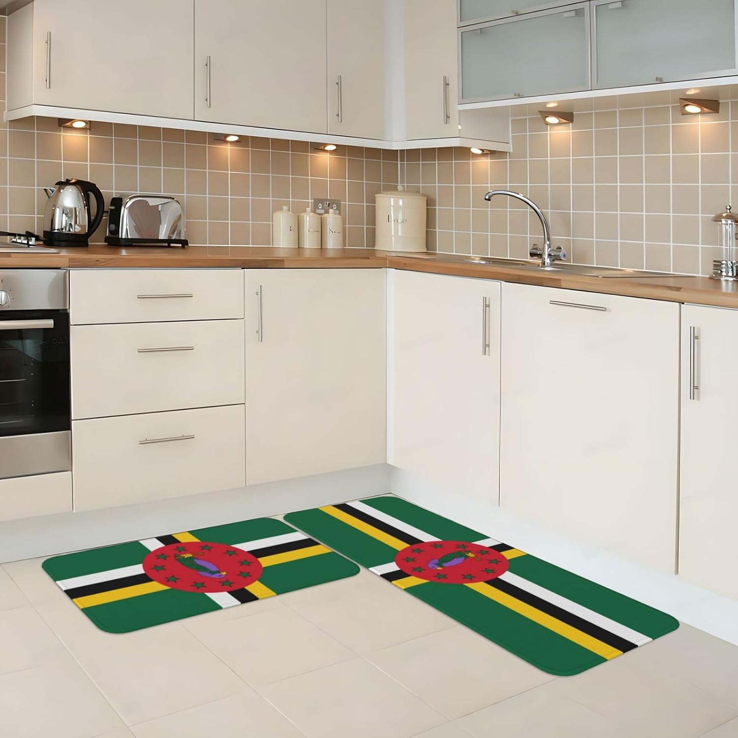 JxWCher Kitchen Mat Flag of the Commonwealth of Dominica Print 17x4717x29