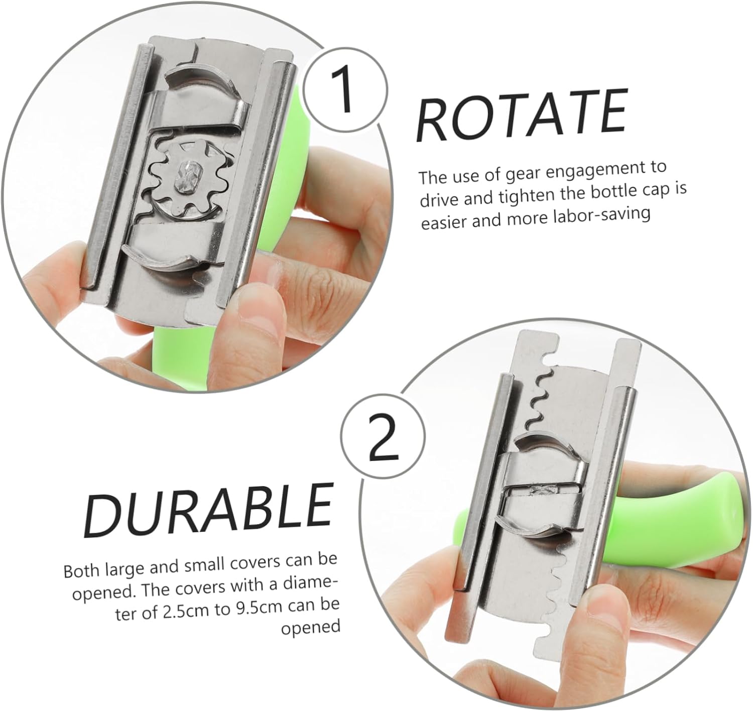SHOWERORO 2-Piece Jar Bottle Opener Threaded Keychain with Rotary Action