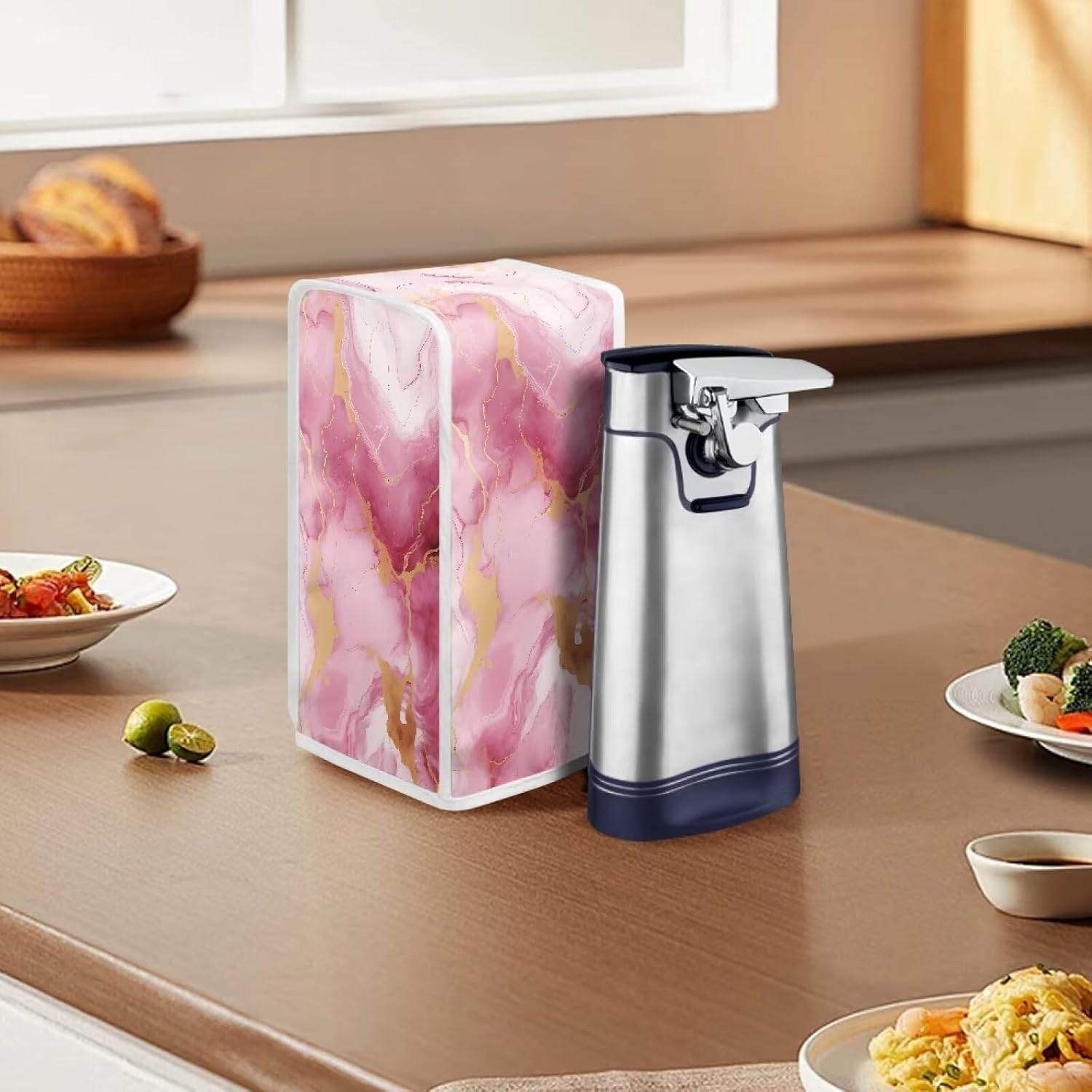 Durable Pink Marble Can Opener Protector Cover