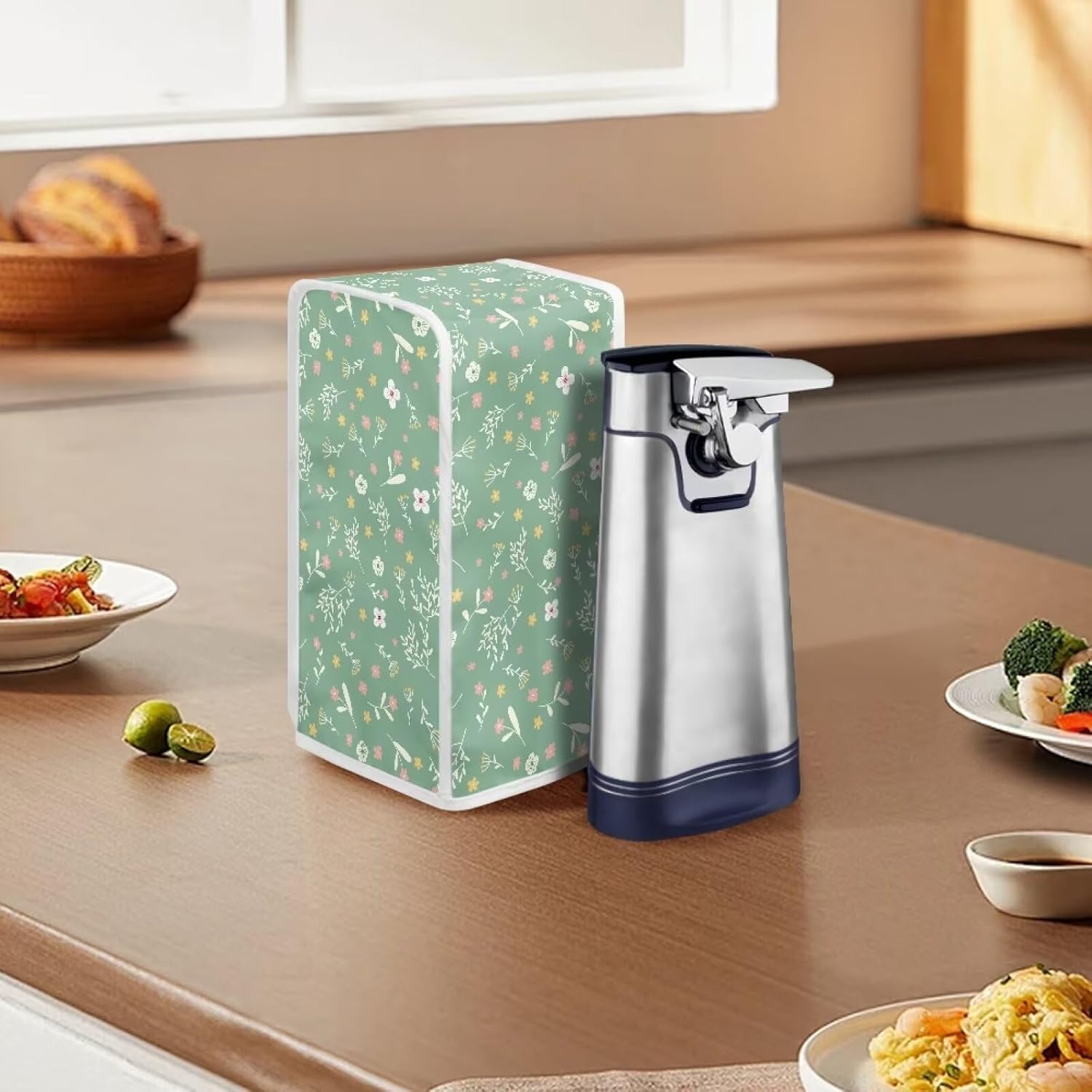 Green Floral Electric Can Opener Cover 1