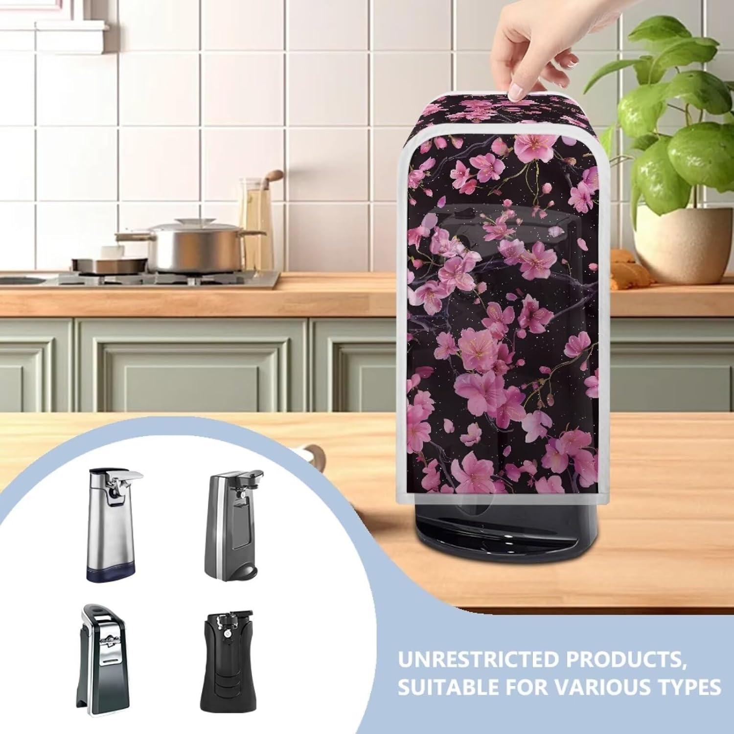 ZUXONGSY Peach Blossom Can Opener Dust Cover Pink Electric