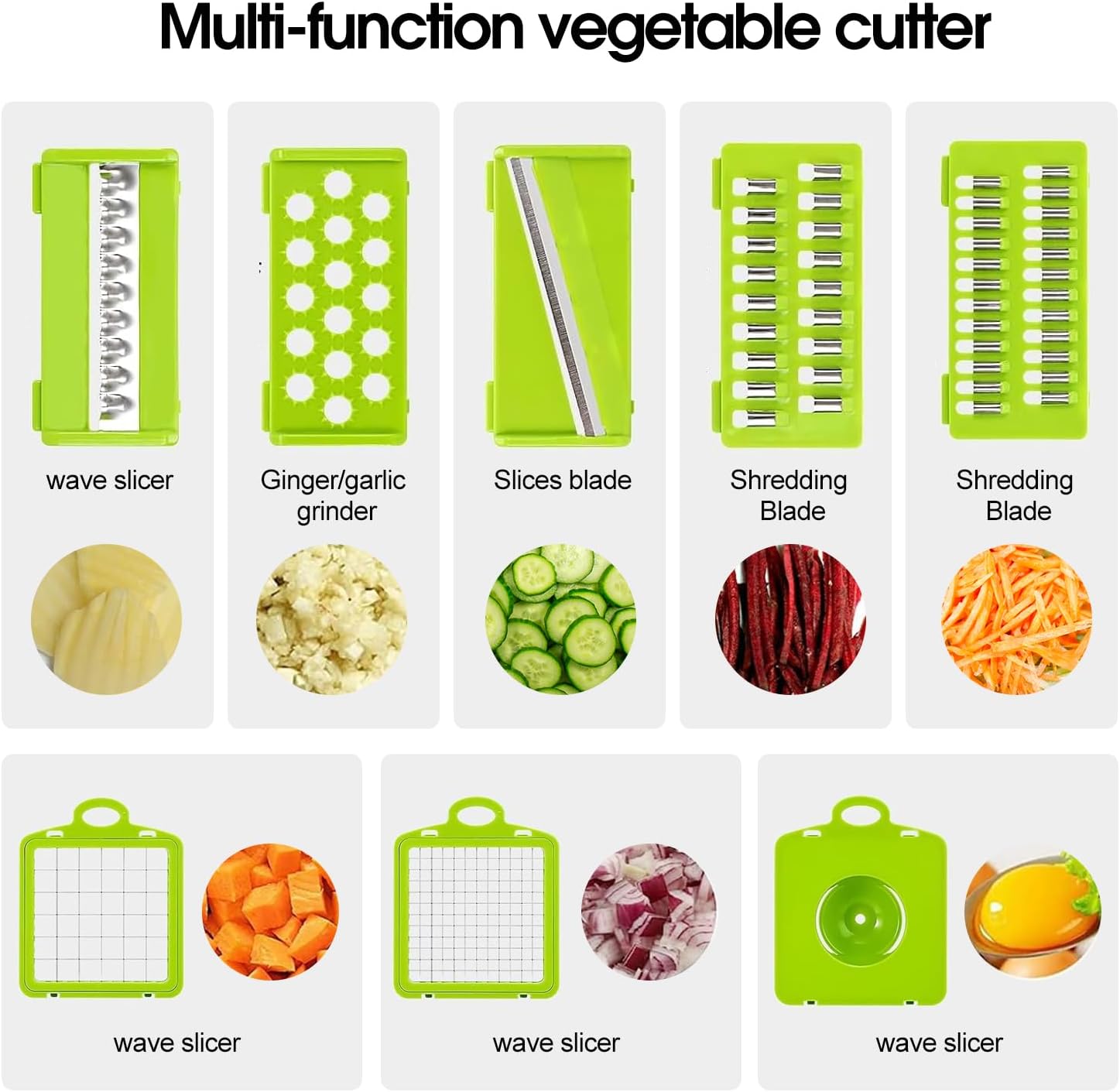 Zividodo 13-in-1 Vegetable Chopper with 8 Blades Stainless Steel