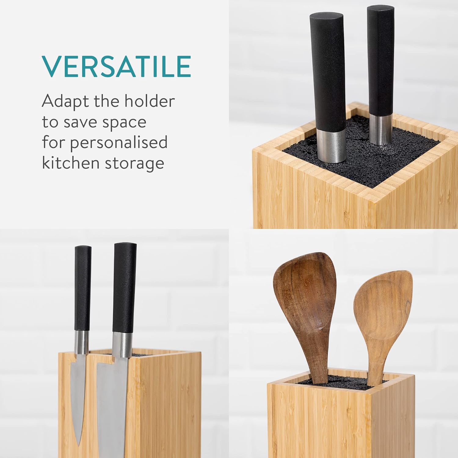 Navaris Bamboo Kitchen Knife Block