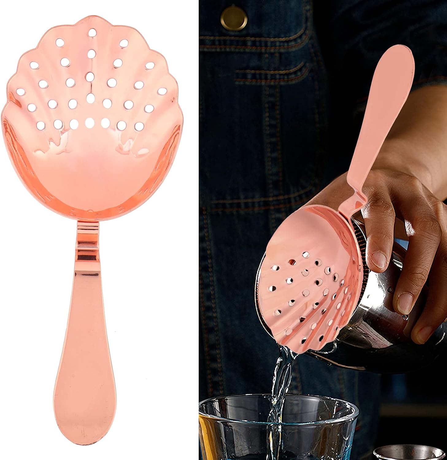 Sturdy Stainless Steel Cocktail Strainer Rose Gold