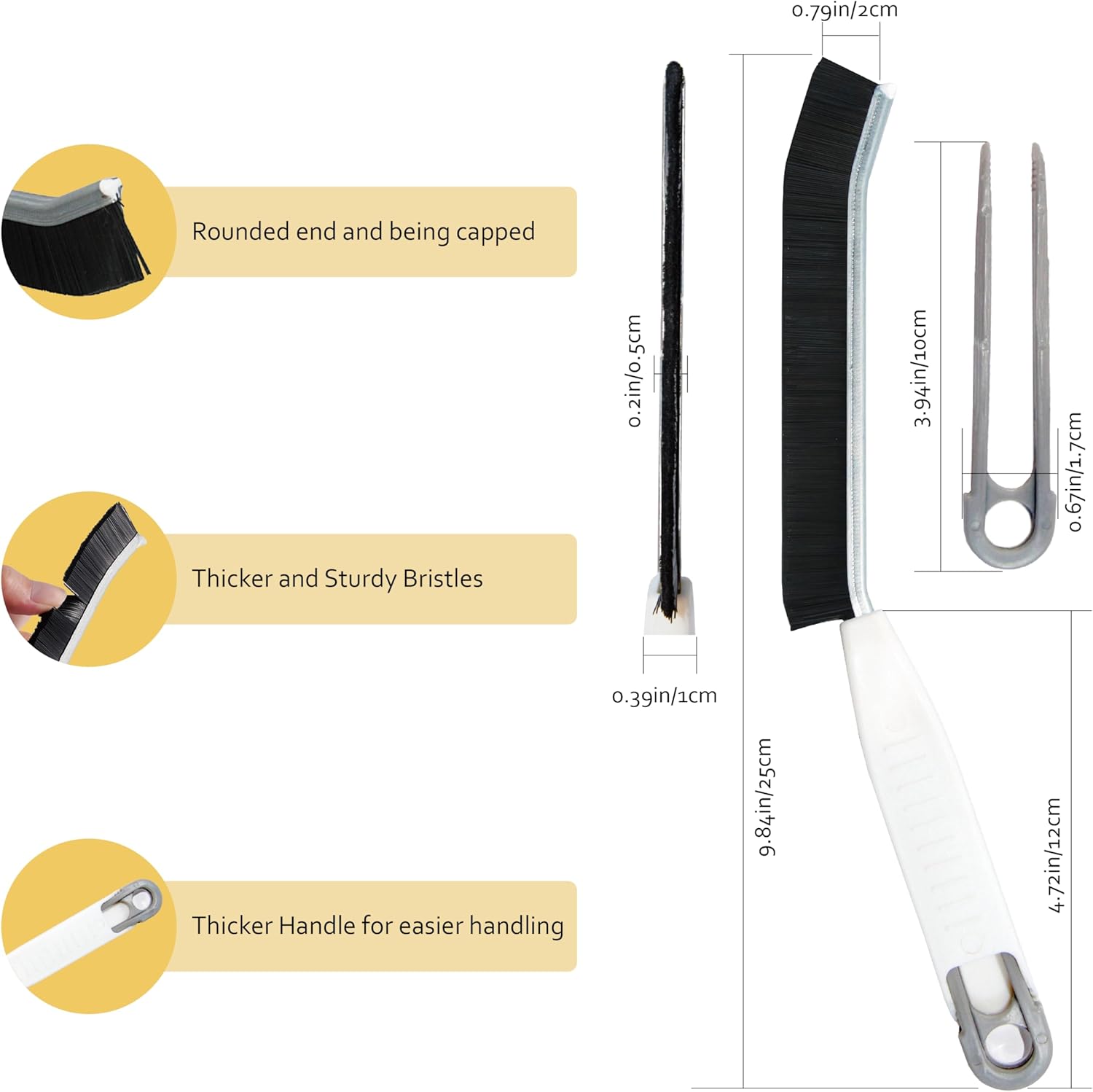 AHUIFT 2-Piece Crevice Cleaning Brush Set Durable for Tight Spaces