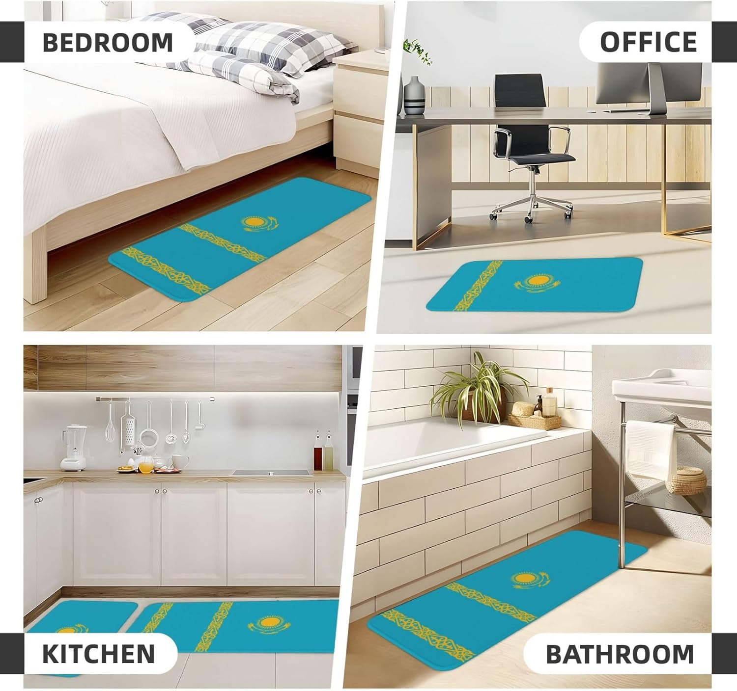 Premium Kazakhstan Flag Kitchen Mats Set