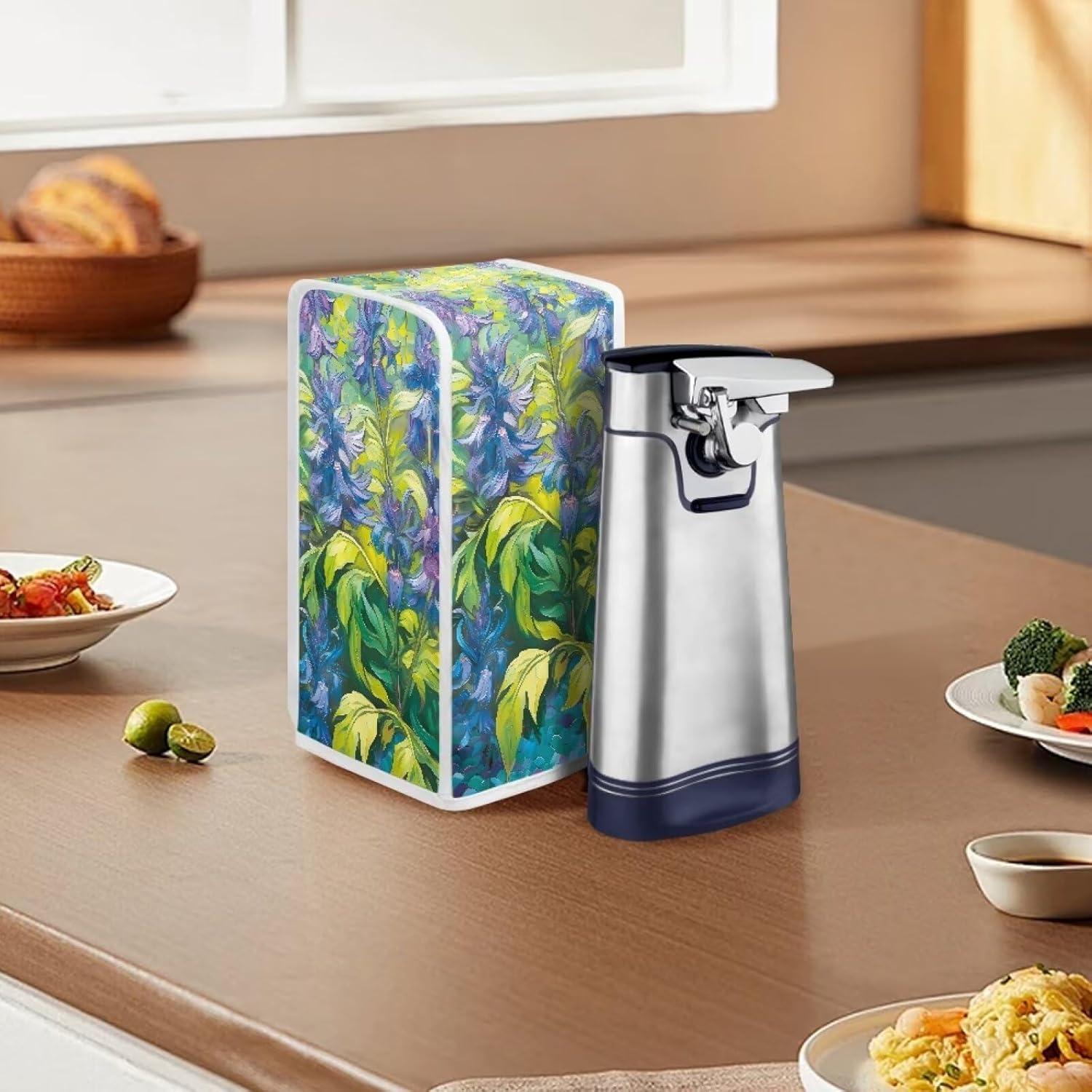 Tropical Palm Leaves Electric Can Opener Dust Cover Stylish and Durable KitchenFixture