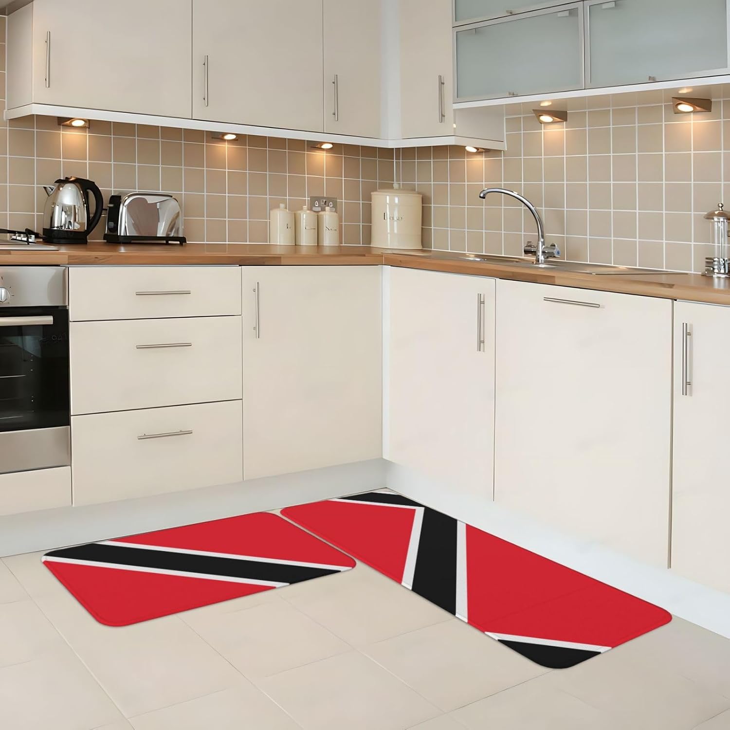 JxWCher Flag of Trinidad and Tobago Print Kitchen Mats 2 Sets 1