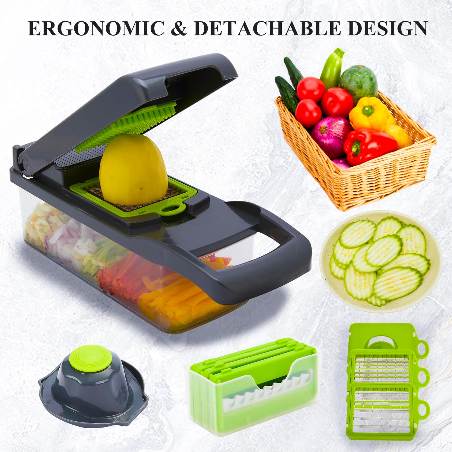 hasal vegetable chopper 16 in 1 kit 8 blades
