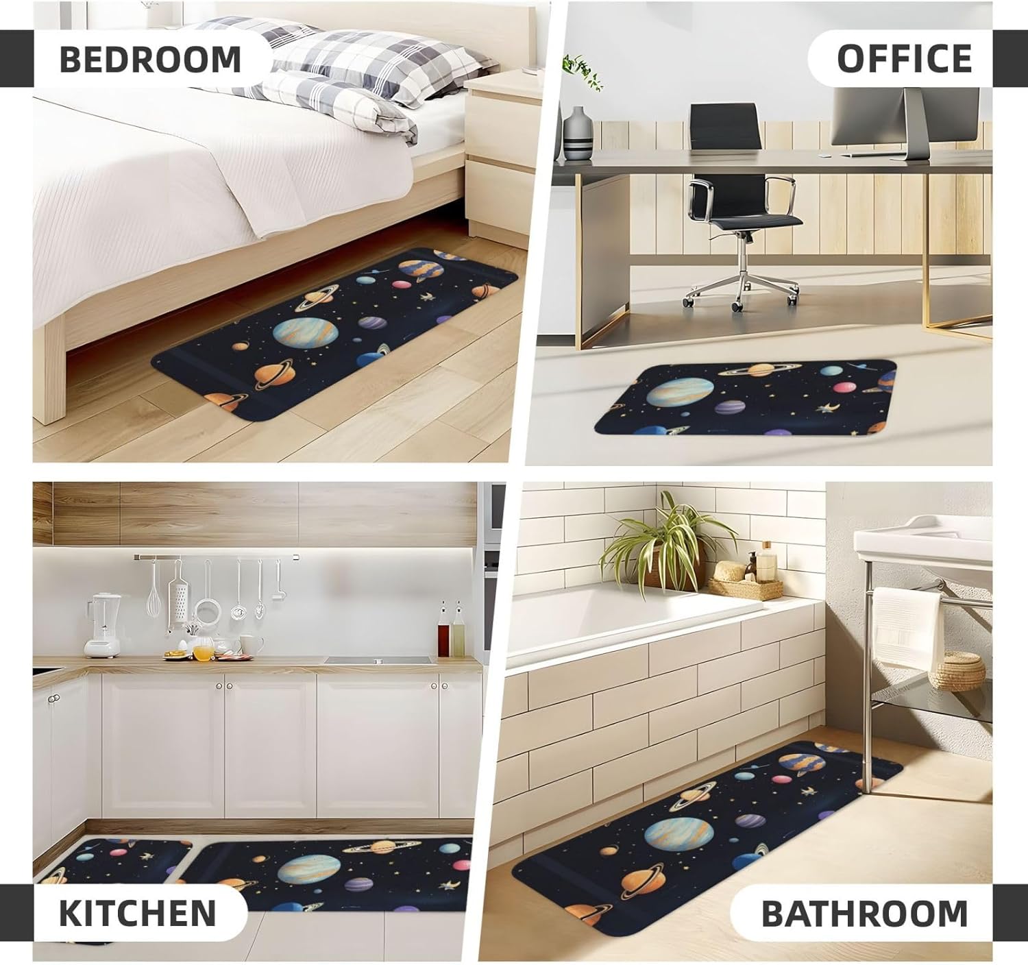 COMFORT Kitchen Floor Mat - Saturn Jupiter Earth Print