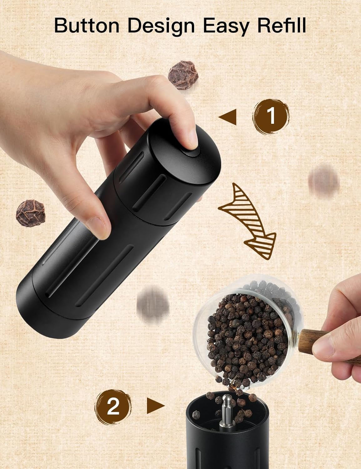 High-Quality Aluminum Manual Pepper Mill Professional Grade