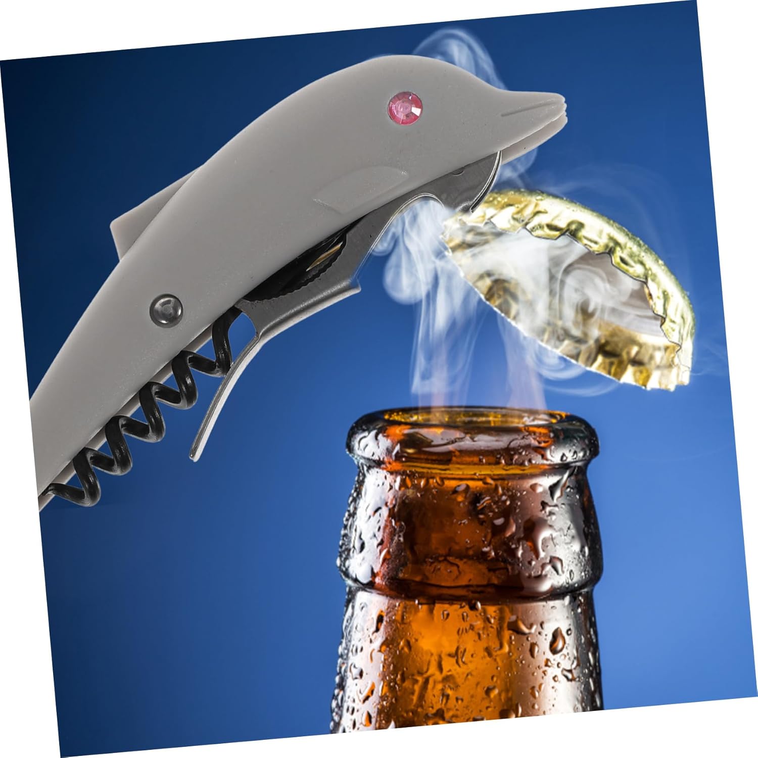 HOLIDYOYO Dolphin Shaped Electric Bottle Opener for Beer Wine