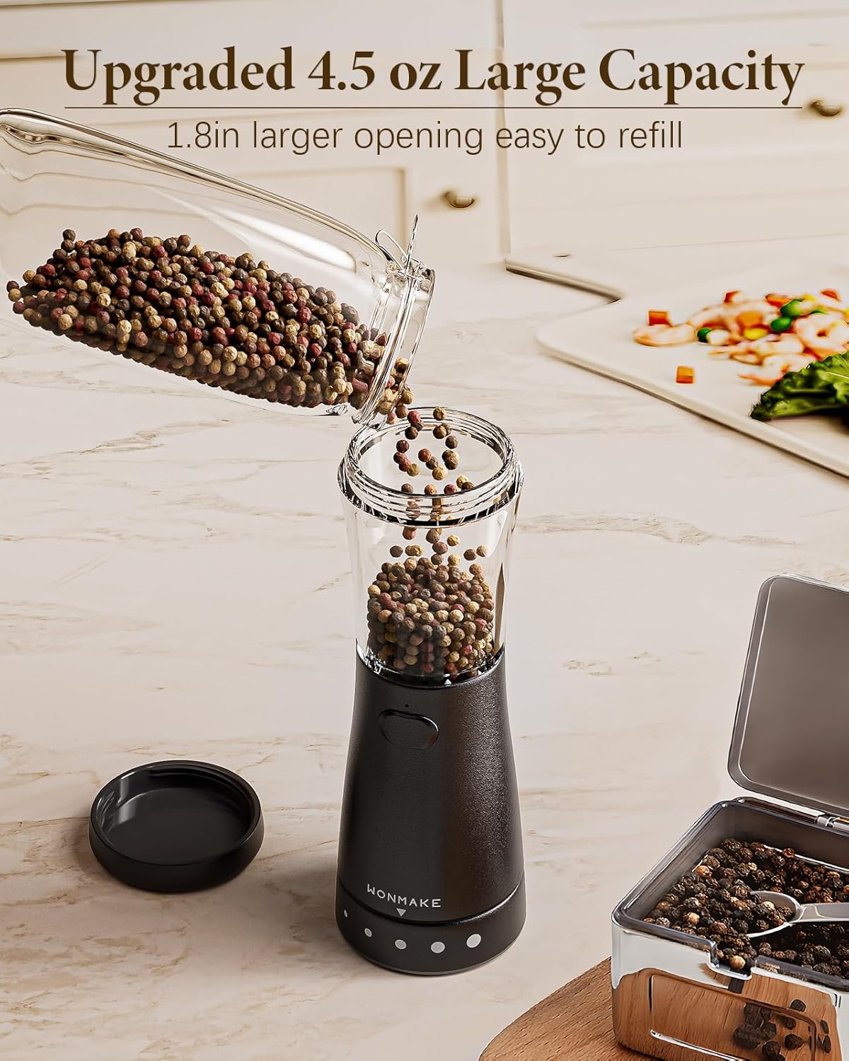 Adjustable Electric Salt Pepper Grinder Set 45oz