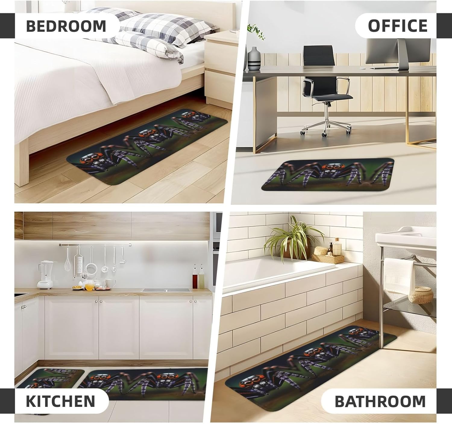 Tropical Rainforest Spiders Kitchen Mats 2 Sets Non-Slip Waterproof