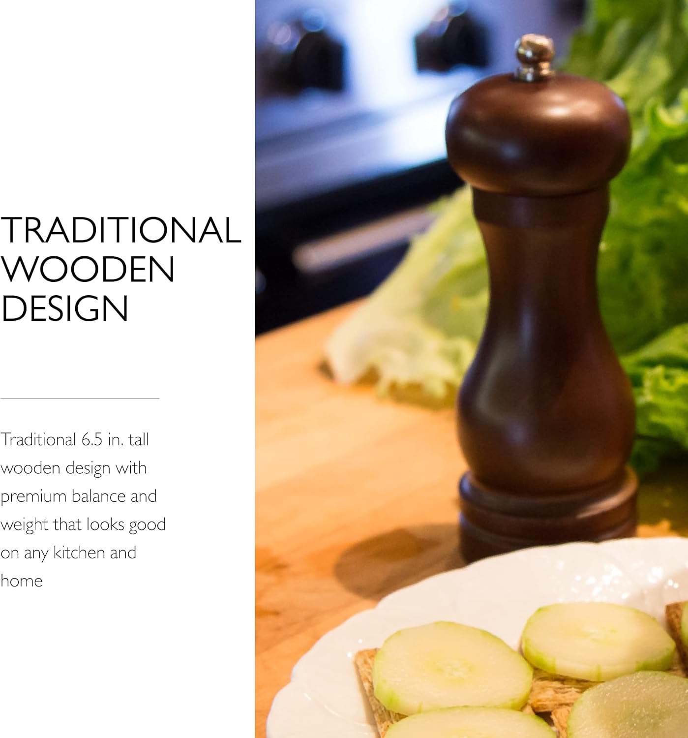 Cole Mason Capstan wood Pepper Grinder - Black 65 inch Precision Mechanism