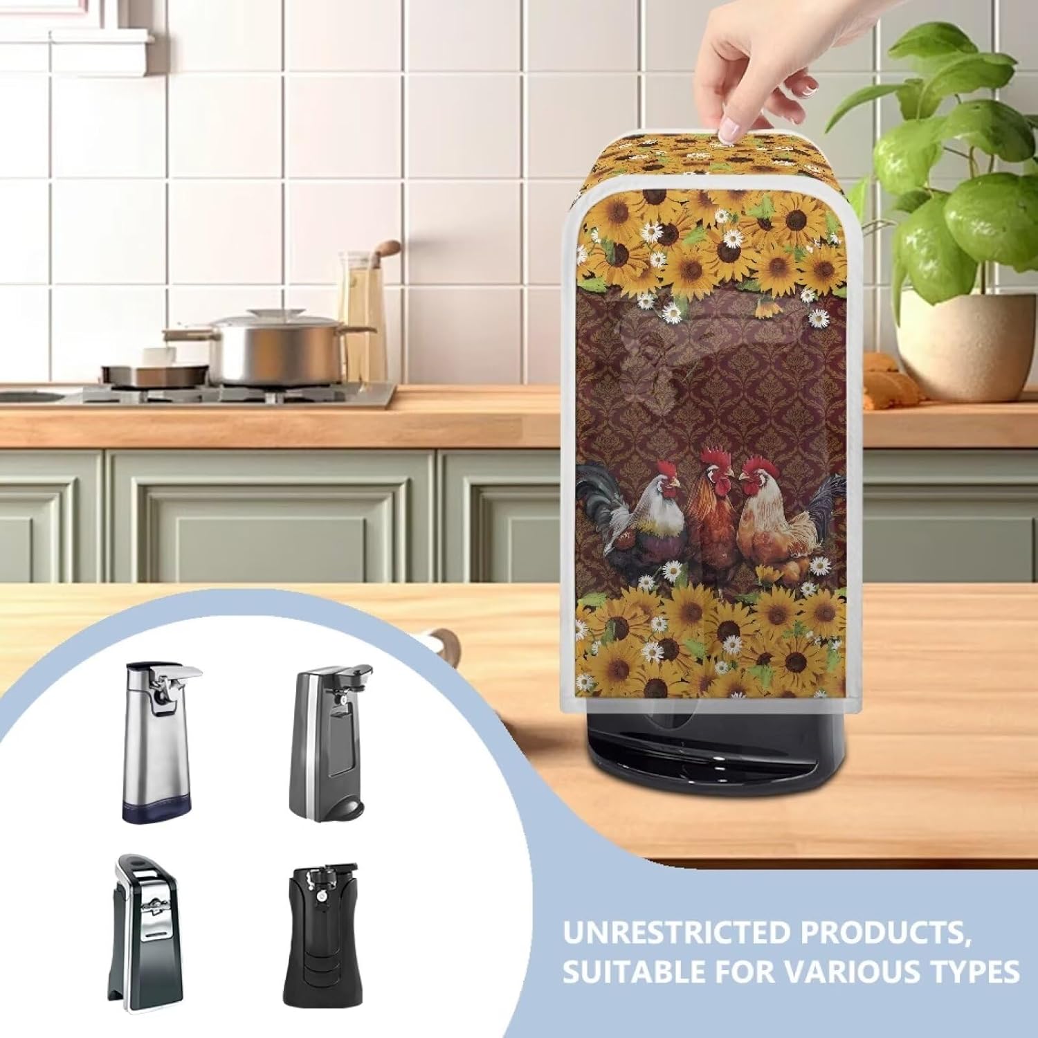 Durable Dustproof Can Opener Cover for Rooster Kitchen Gadgets