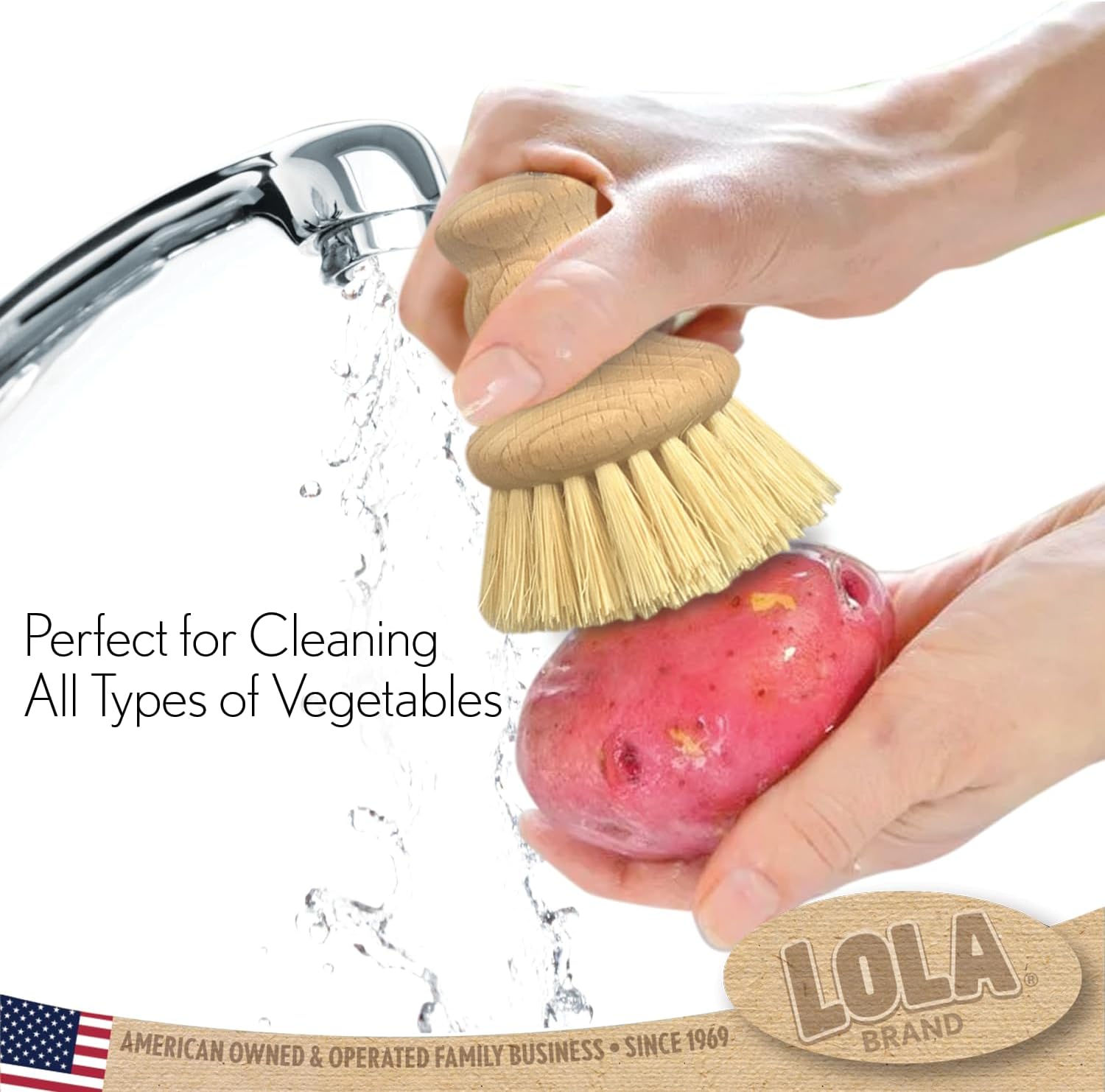 Lola Tampico Original Vegetable Palm Brush Eco-Friendly Comfortable