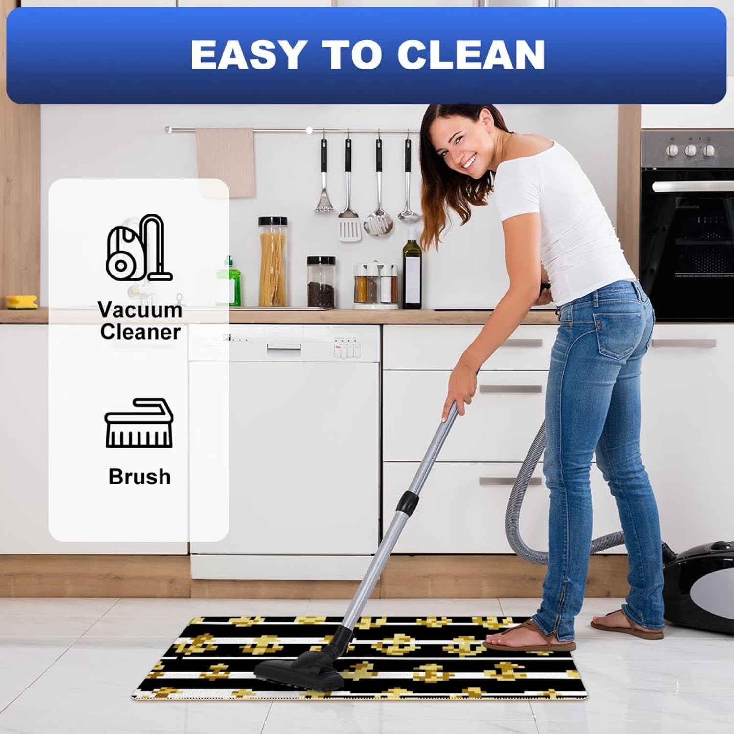 RODAILYCAY Kitchen Stripe Mat Anti-Slip Sink Runner with 40x75cm