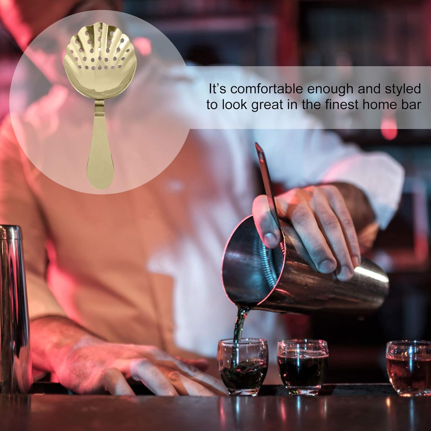 Sturdy Stainless Steel Cocktail Strainer Spoon by DOITOOL for Home Bar