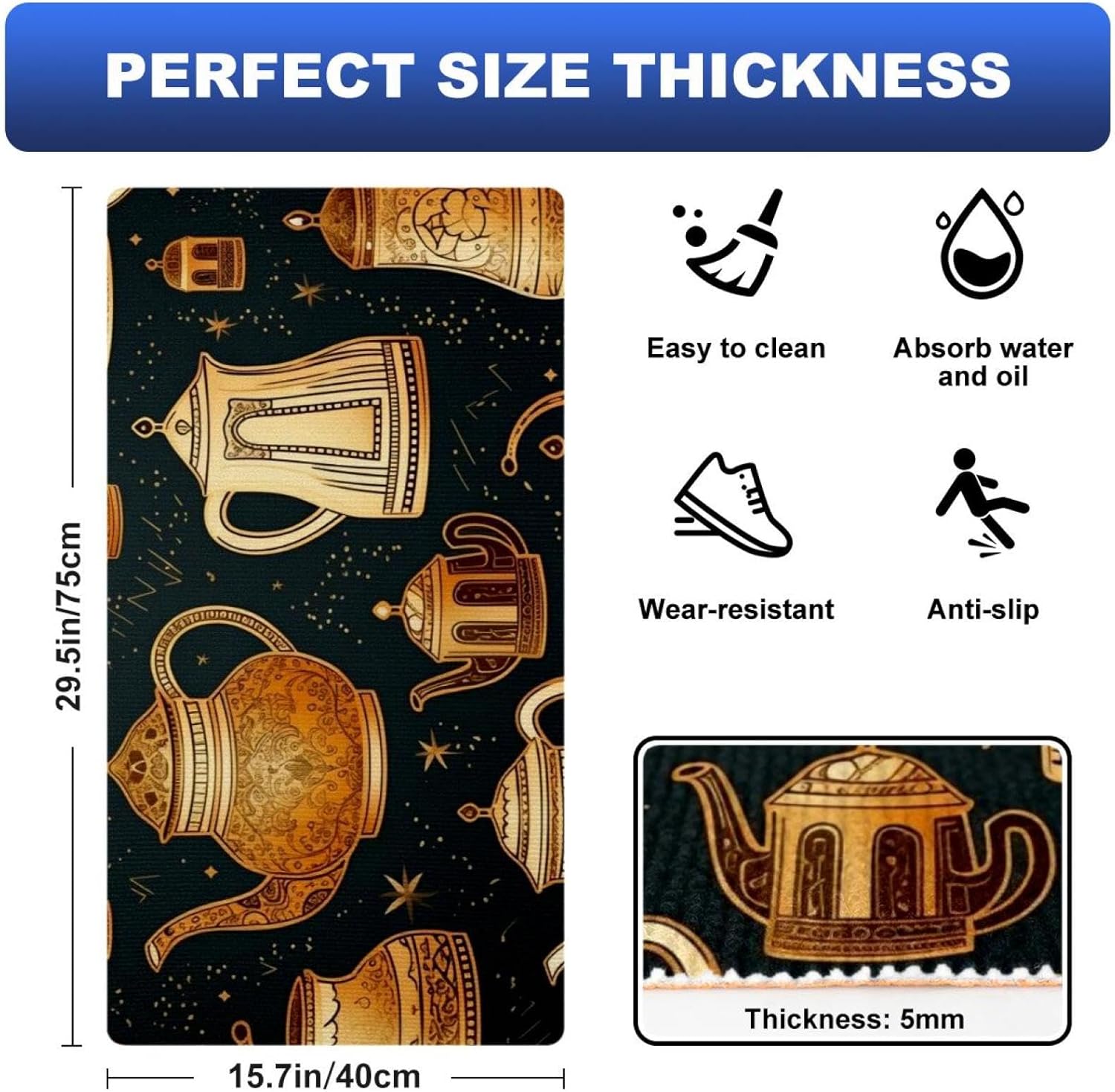 Premium Kitchen Mat Anti-Slip Oil-Resistant