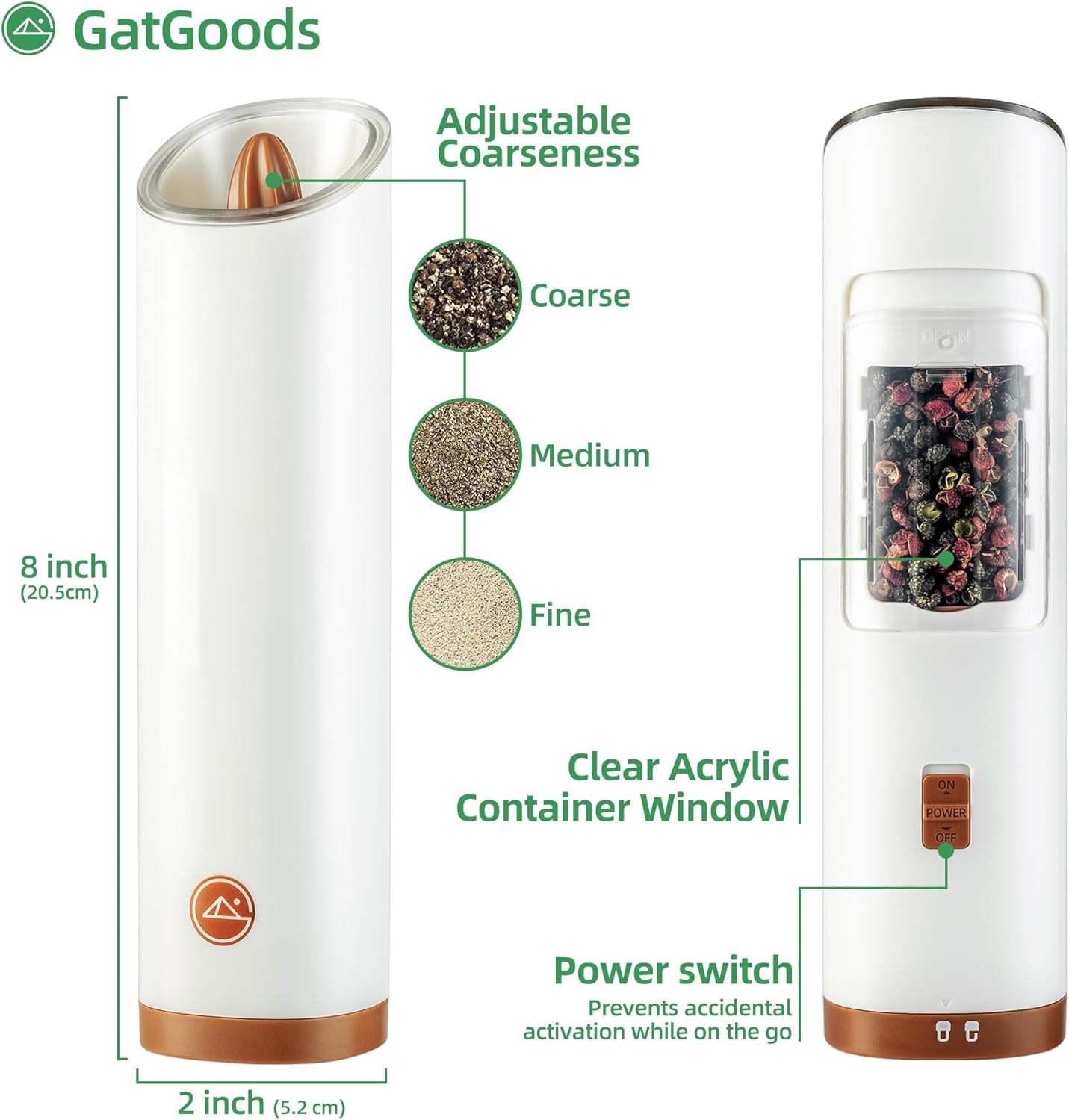 Adjustable Salt Pepper Grinder Set with LED Light