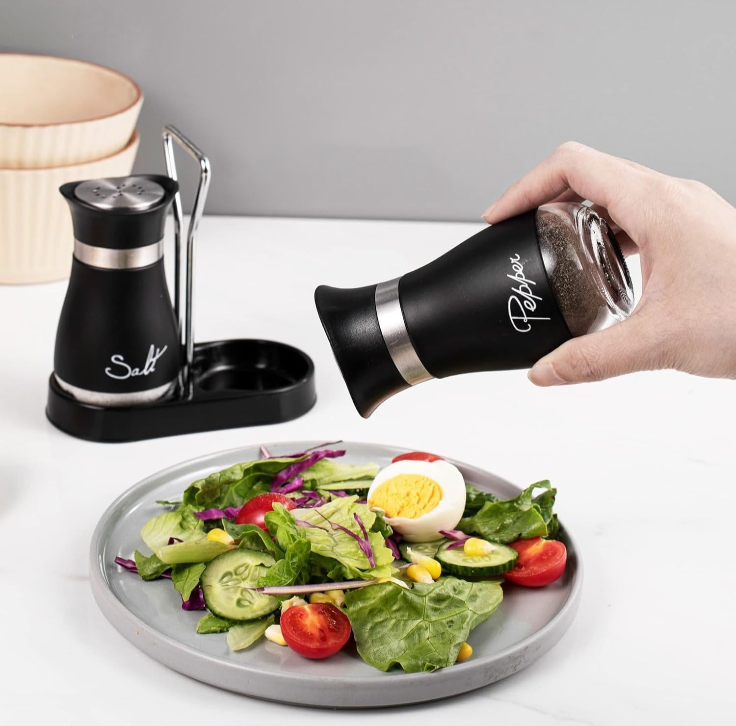Black Salt and Pepper Shaker Set Pack of 2