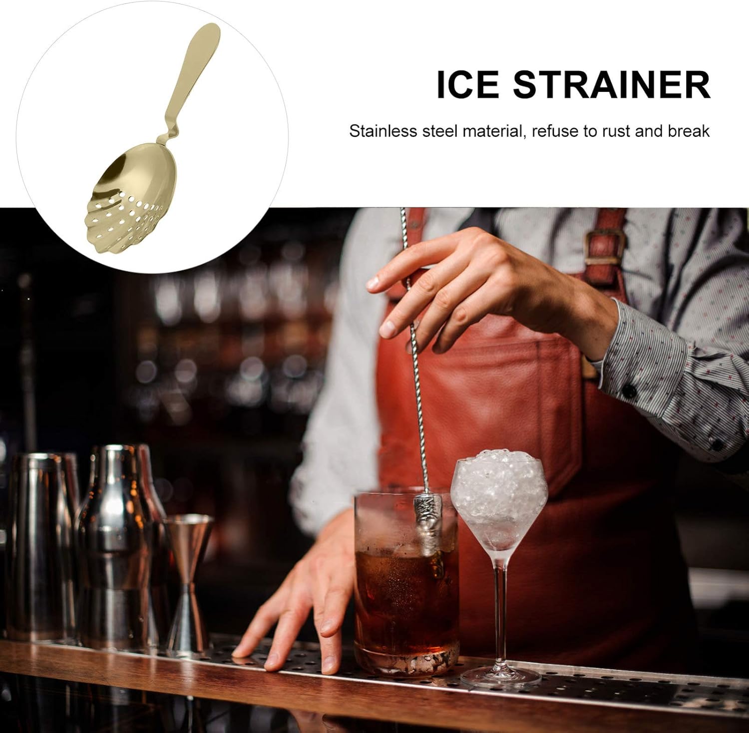 Sturdy Stainless Steel Cocktail Strainer Spoon by DOITOOL for Home Bar
