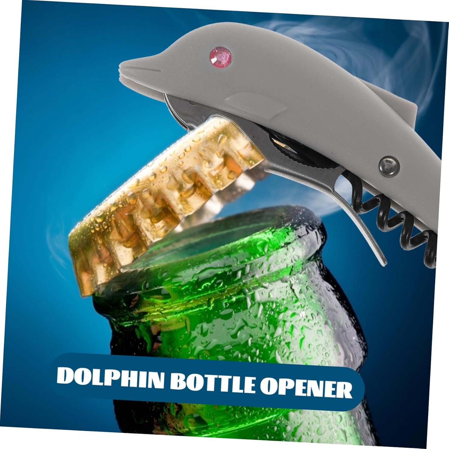 HOLIDYOYO Dolphin Shaped Electric Bottle Opener for Beer Wine