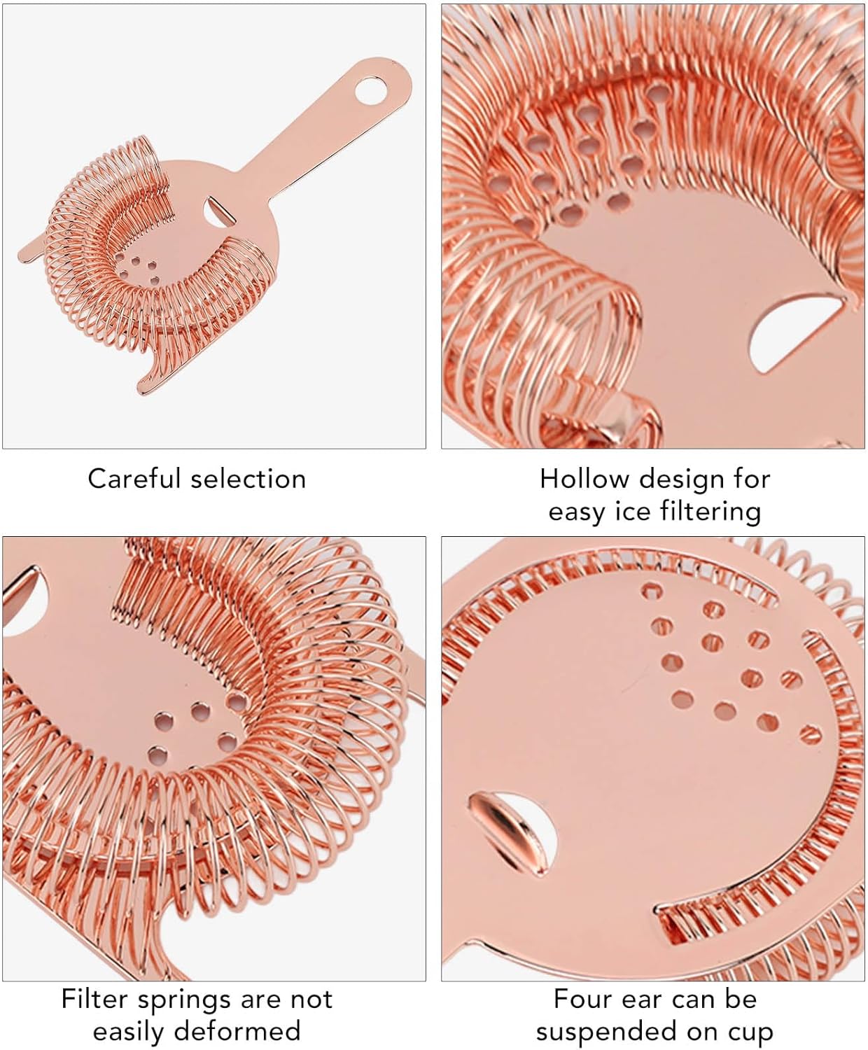 Stainless Steel Cocktail Strainer Rose Gold