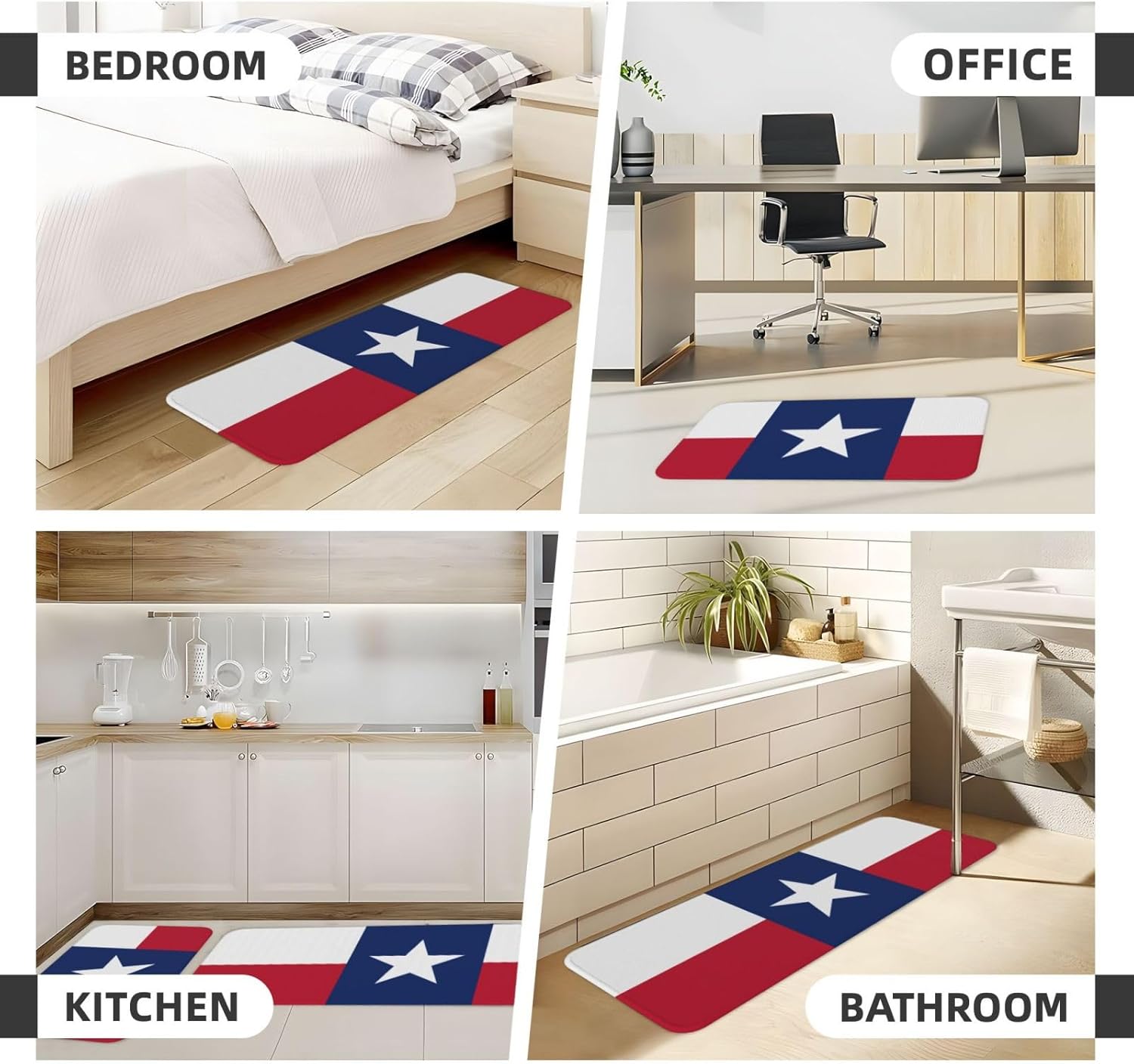 Vivid Flag of Texas Kitchen Mats