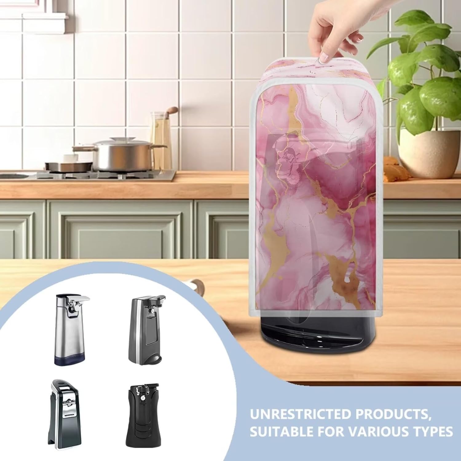 Durable Pink Marble Can Opener Protector Cover