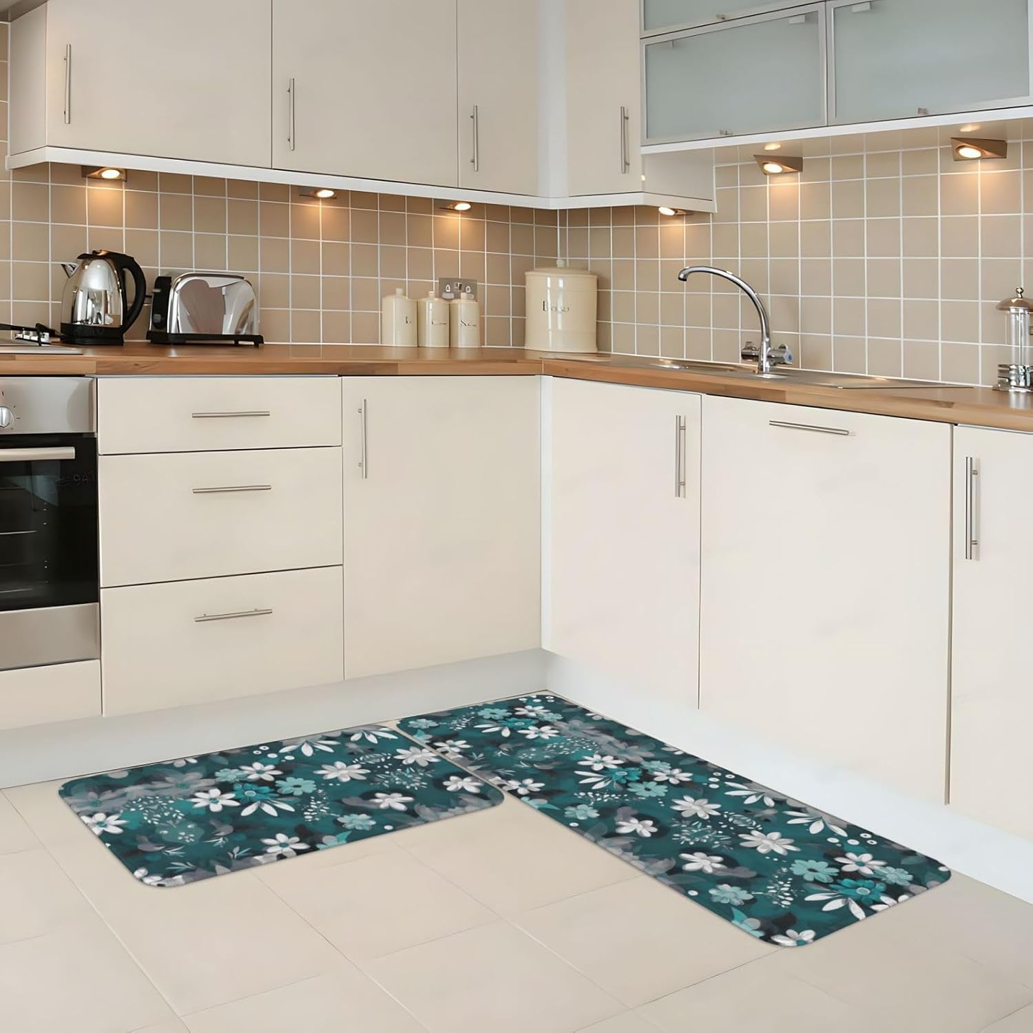 Two-Piece Multi-Purpose Anti-Fatigue Kitchen Mats Comfortable Non-Slip Durable